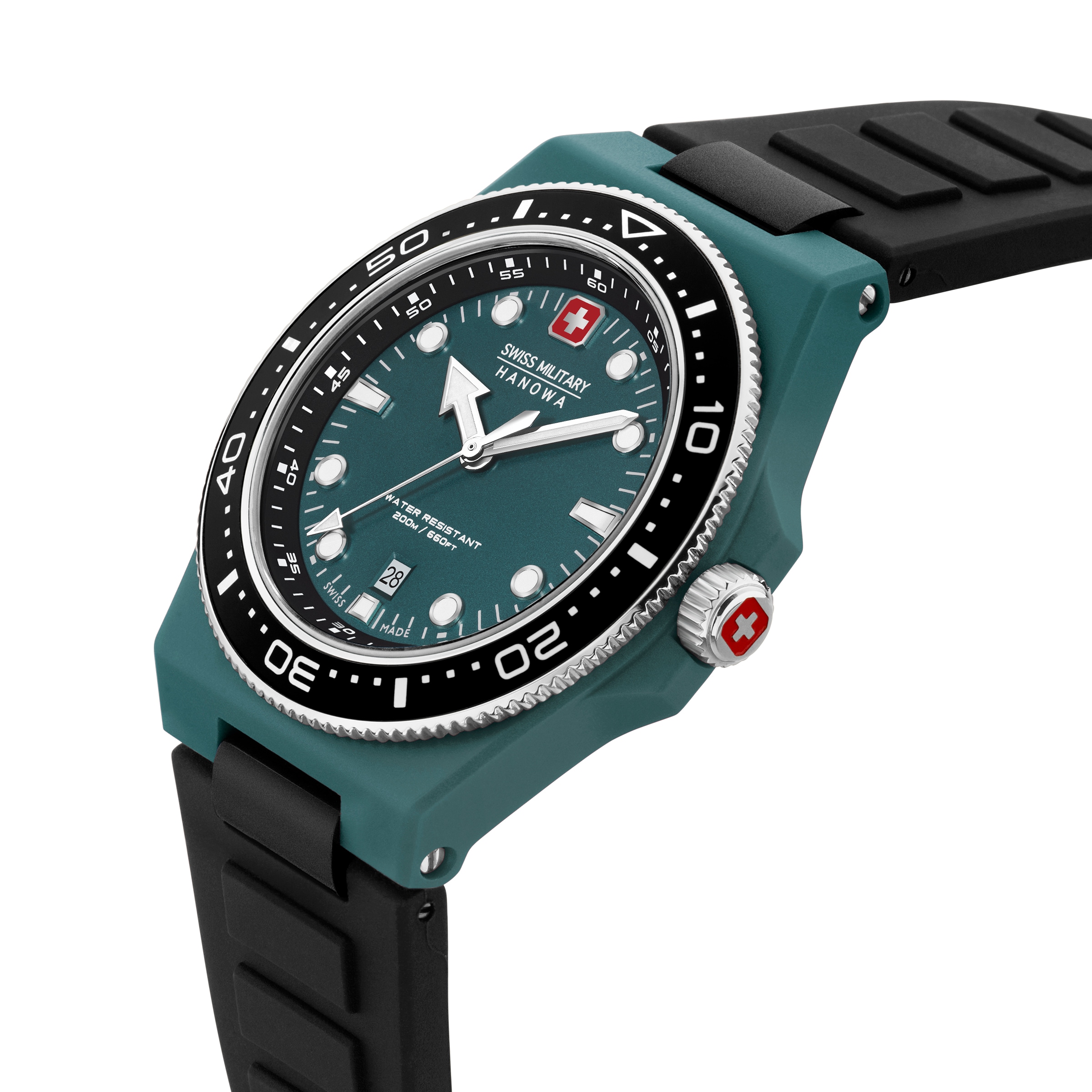 Swiss Military Hanowa Quarzuhr »Ocean Pioneer« Armbanduhr, Herrenuhr, Swiss Made, Silikonarmband, analog, Tag