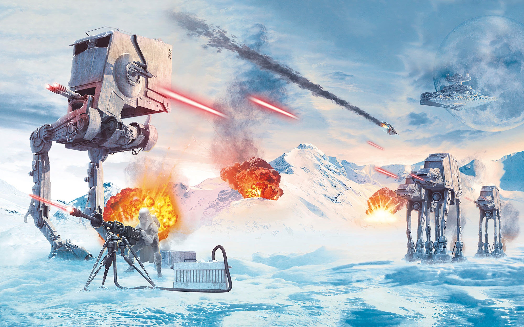 Komar Fototapete »Digitaldruck Vlies - Star Wars Hoth Showdown - Größe 400 x 250 cm«, bedruckt, Kinderzimmer
