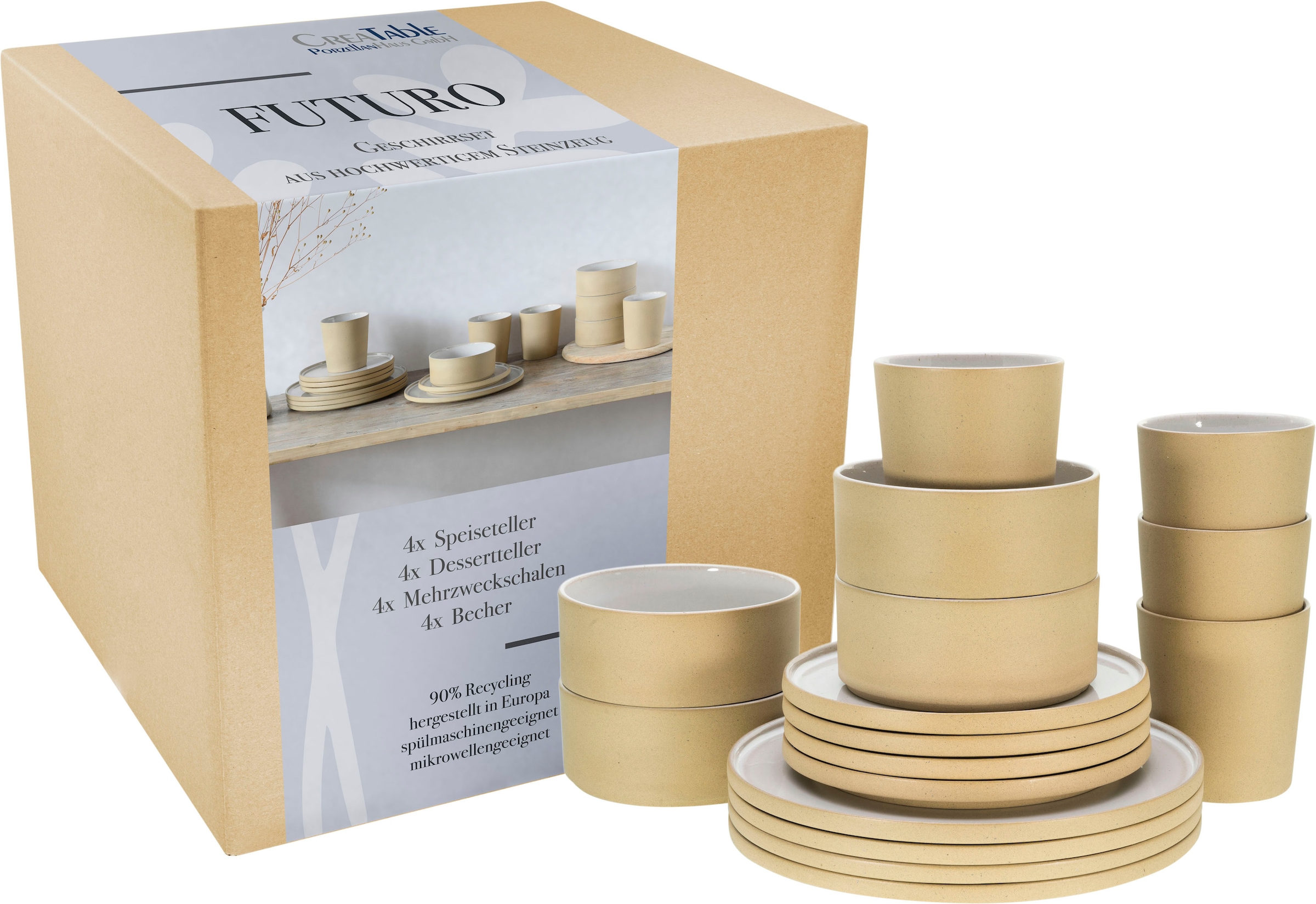 CreaTable Kombiservice »Futuro« Service, je 4 Speiseteller, Dessertteller, günstig online kaufen