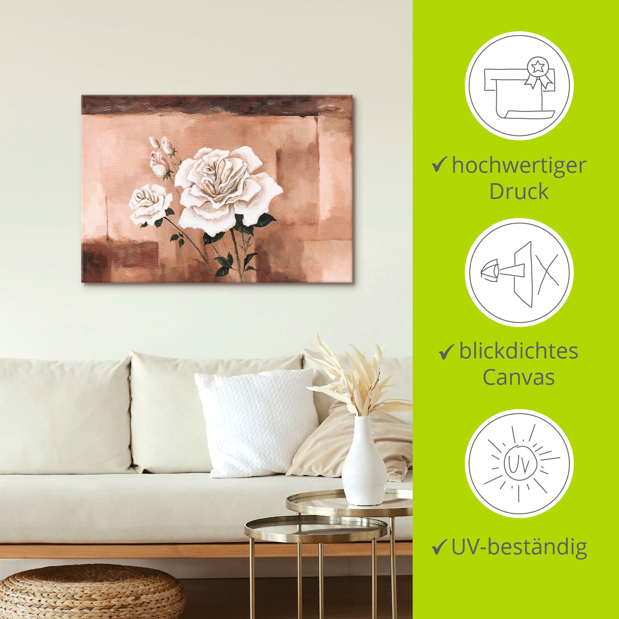 Artland Leinwandbild »Rosen«, Blumen, (1 St.), auf Keilrahmen gespannt