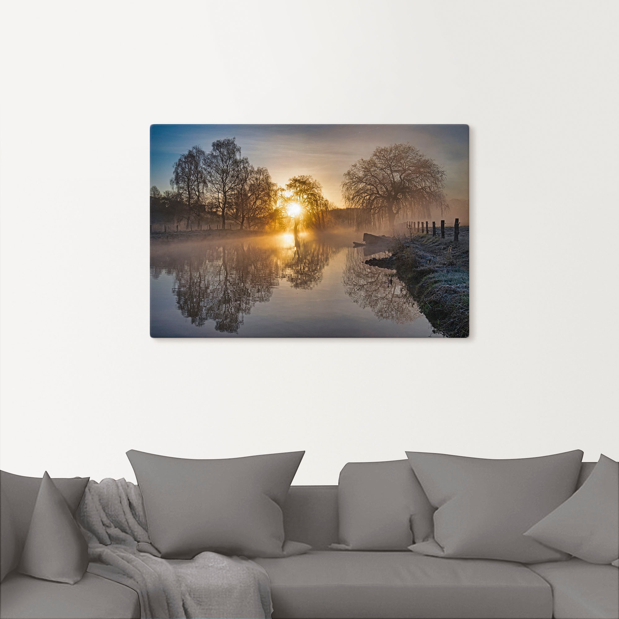 Artland Leinwandbild »Mystischer Morgen an der Trave« Bilder vom Sonnenunte günstig online kaufen