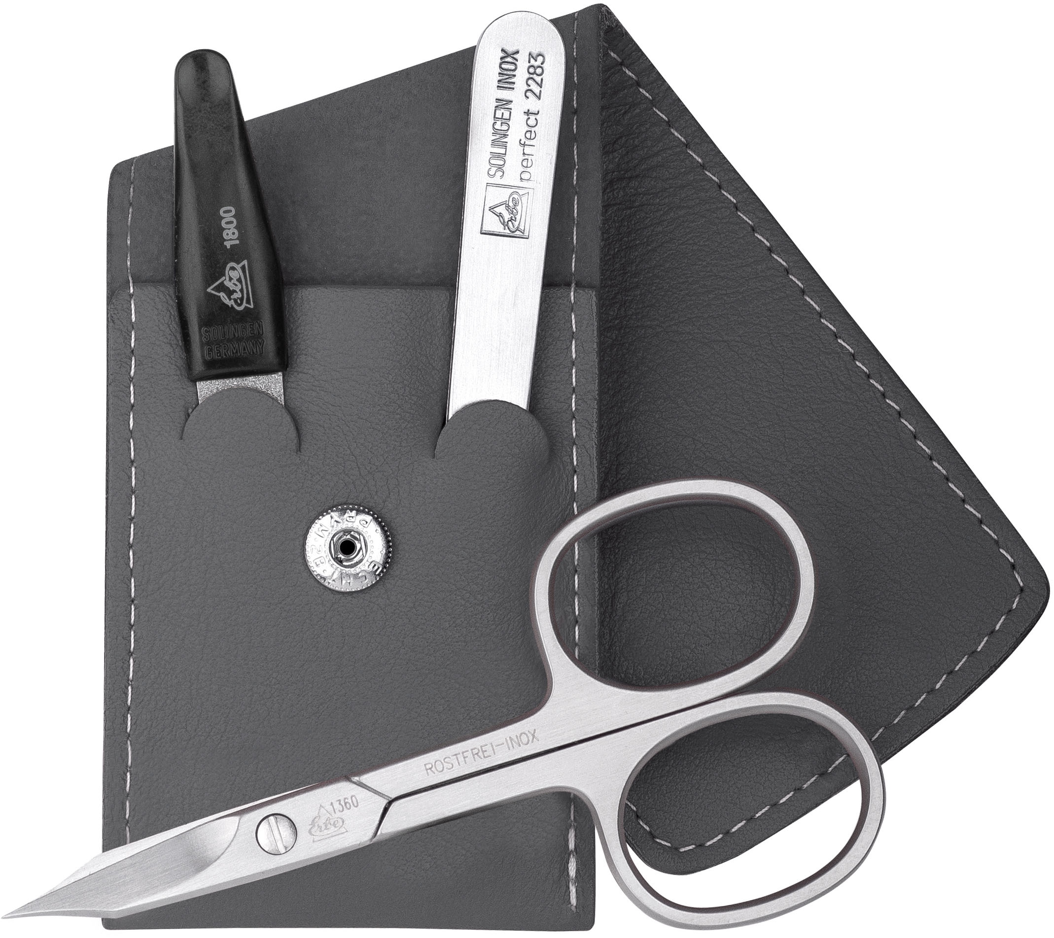 ERBE Maniküre-Etui »ERBE Maniküre Set Taschen-Etui Serie "Travel", rot, 3-tlg.« Echtleder, rostfreie Instrumente, Hergestellt in Solingen/Deutschland