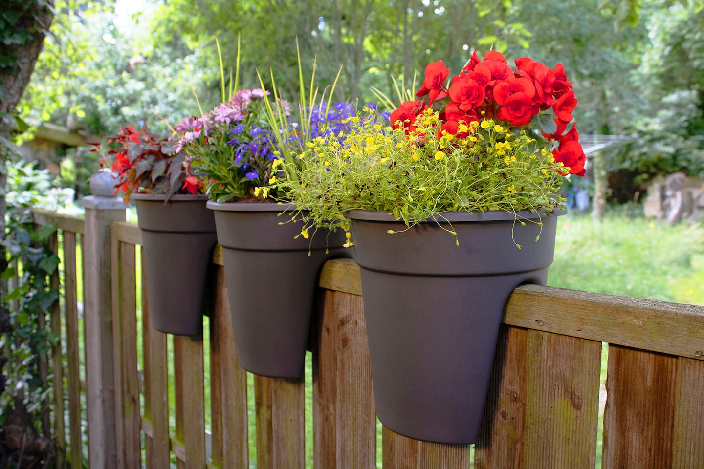 KHW Balkonkasten »Flowerclip«, (Set, 3 St.), ØxH: 27x27,5 cm