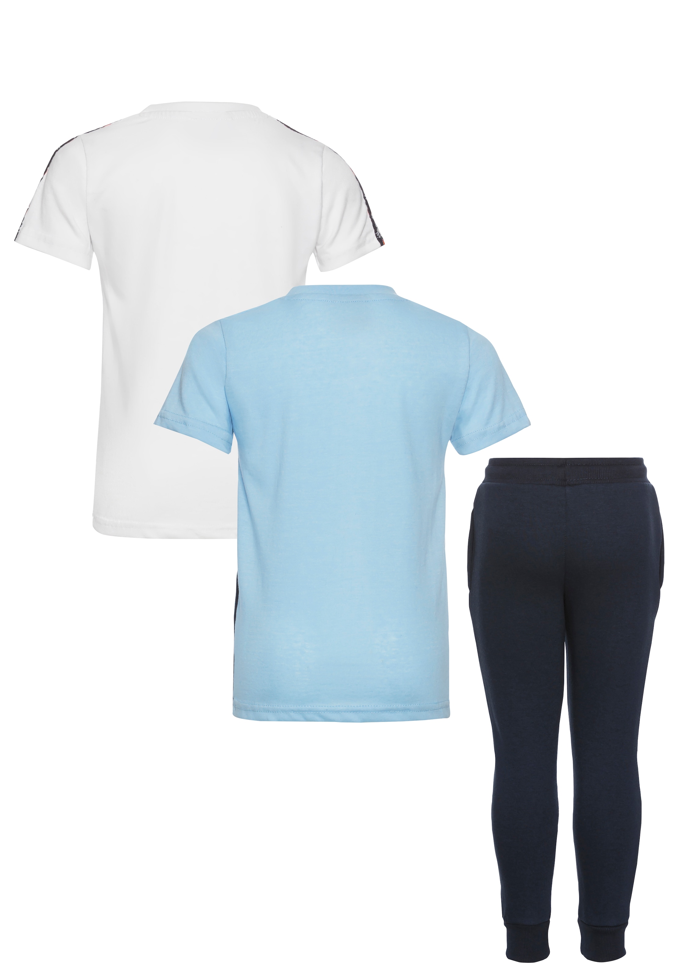 Ellesse Shirt & Hose Set, 3 Stk. 3-teiliges Set, unifarben mit Farbeinsatz, aus Baumwolle, pflegeleicht