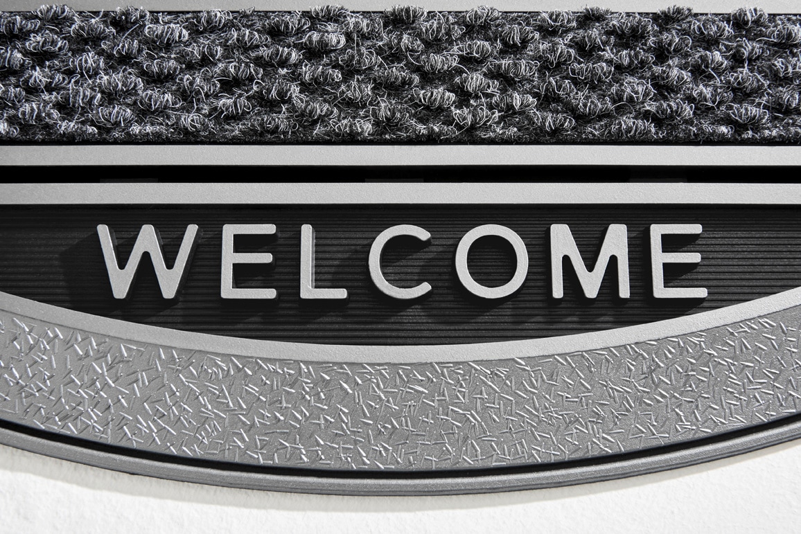Home2Fashion Fußmatte »Welcome Moonline«, halbrund, 10 mm Höhe, Schmutzfangmatte, robust, gestreift, In- und Outdoor geeignet
