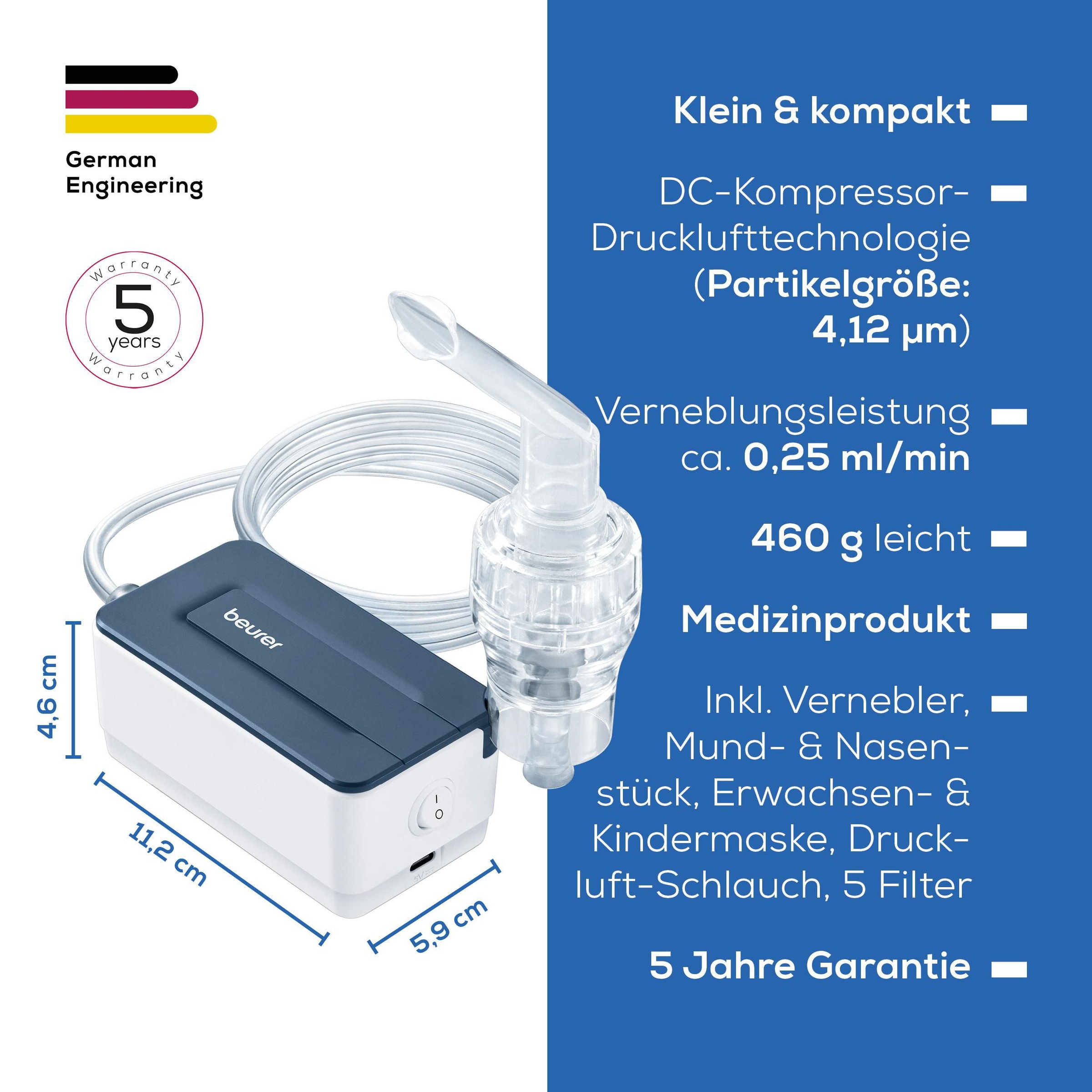 BEURER Inhalationsgerät »IH 15 Inhalator zur Behandlung der oberen und unteren Atemwege« Anwendung bei Erkältung, Asthma, und Atemwegserkrankungen