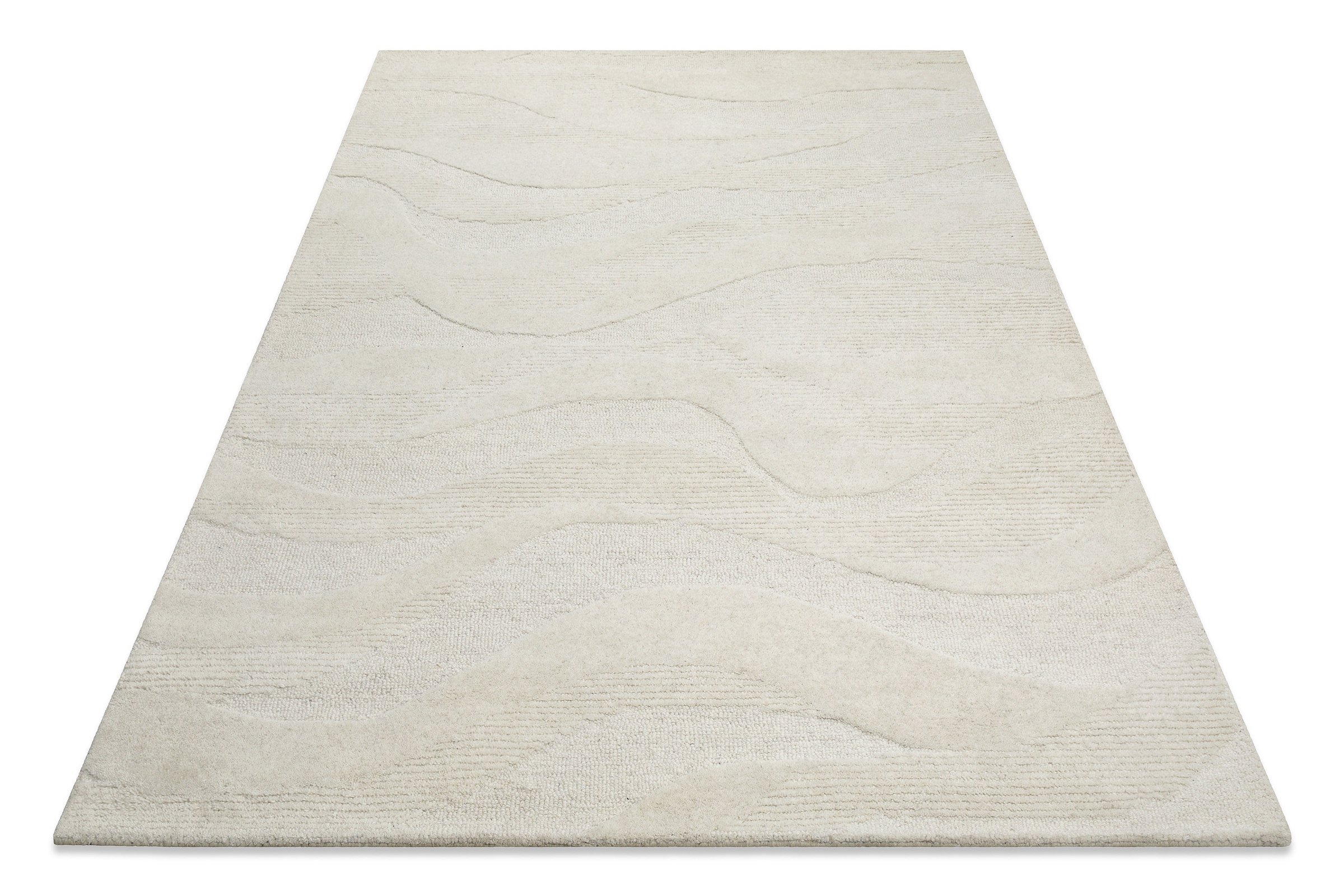 Wecon home Wollteppich »Hamptons THIRTYFOUR«, rechteckig, 15 mm Höhe, Läufer, Schurwolle, Kurzflor, Wohnzimmer, Schlafzimmer, Wellen