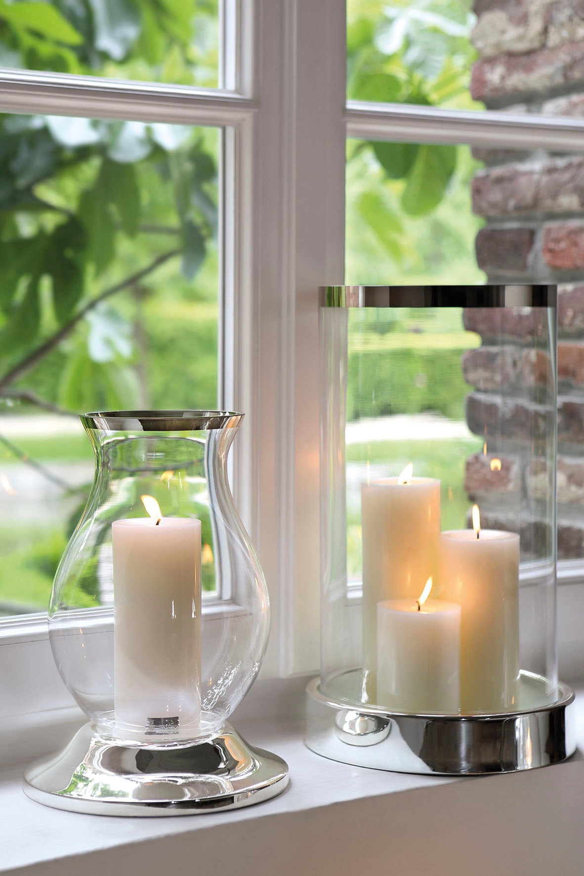Fink Windlicht "EMPIRE" Silberfarben - Eisen vernickelt mit Glas, Höhe ca. günstig online kaufen