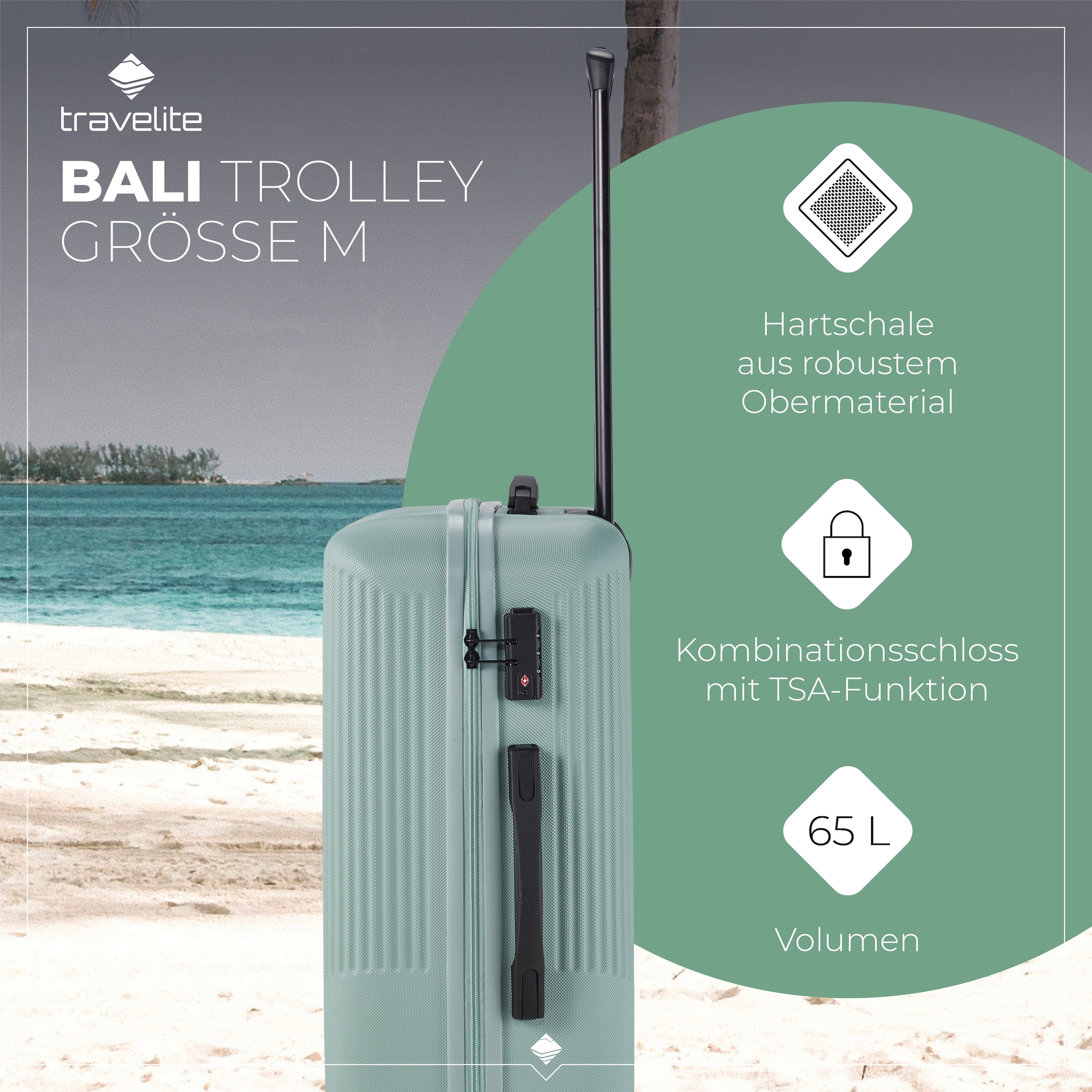 travelite Hartschalen-Trolley »BALI, in verschiedenen Größen und Farben«, 4 Rollen, Hartschallenkoffer Reisegepäck Reisekoffer TSA Schloss