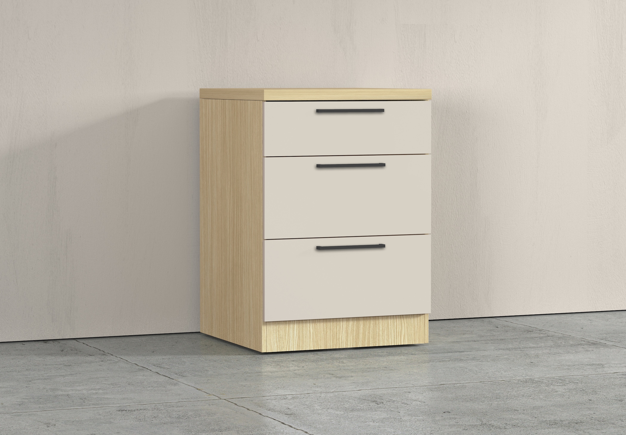 KOCHSTATION Unterschrank »Luna, Küchenunterschrank, Unterschrank mit Schubladen, Made in Italy« B/T/H: 60 × 60 × 85 cm, mit 3 Schubkästen, 3,5 cm starke Oberplatte