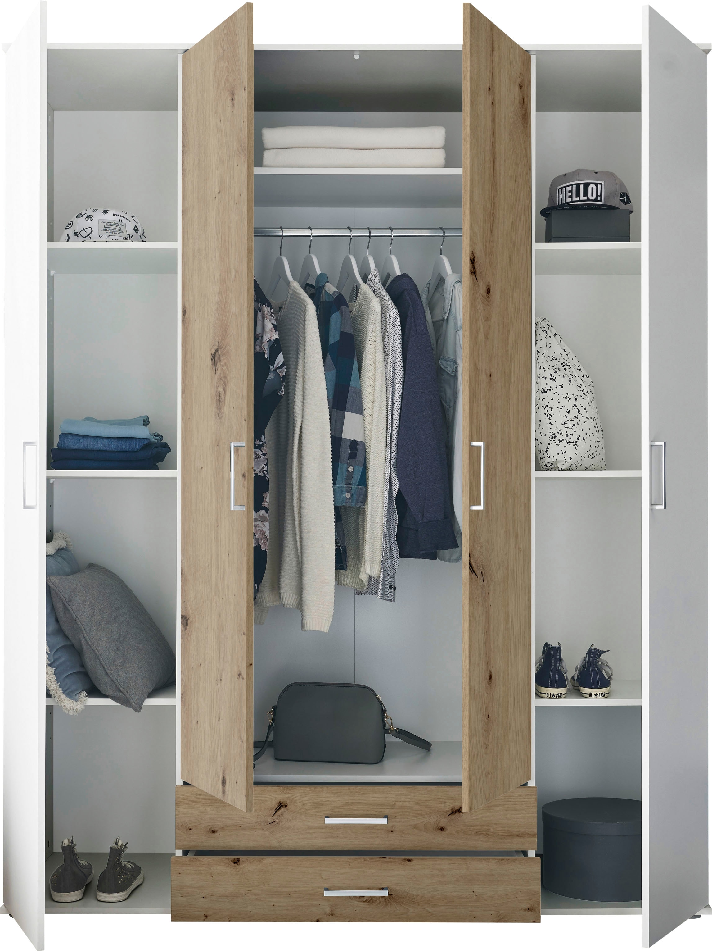 Schlafkontor Kleiderschrank »Marburg Bestseller Schrank Garderobe mit Schubladen«, Schlafzimmerschrank in Top Qualität, in 2 Breiten