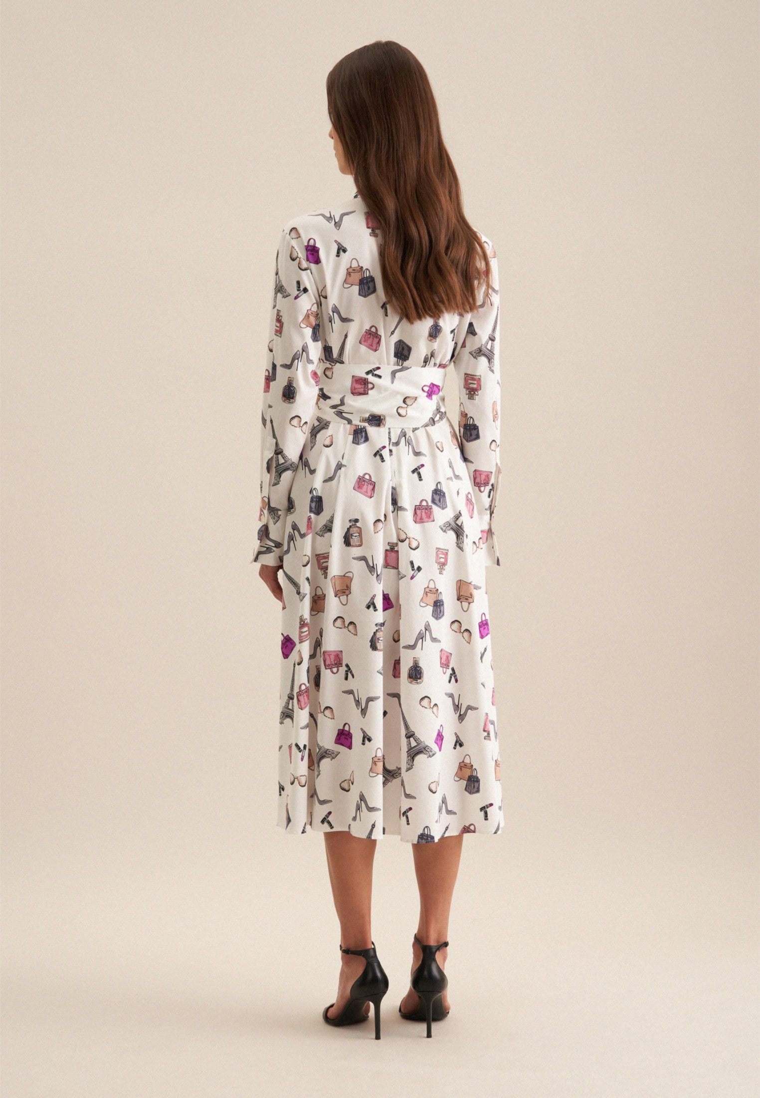 seidensticker Sommerkleid »Schwarze Rose« Langarm Kragen Druck