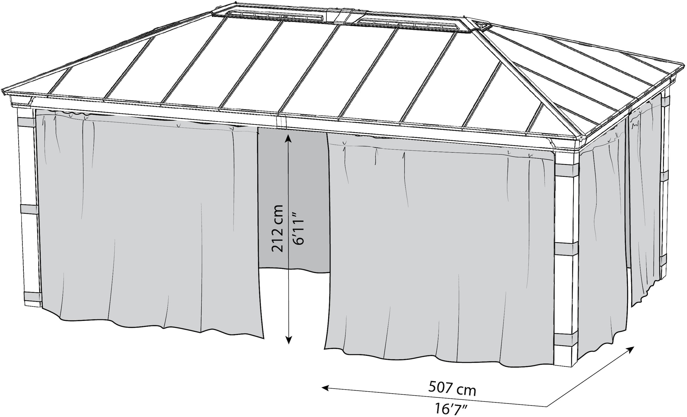 Palram - Canopia Pavillonseitenteil »Vorhang-Set Dallas Garden Gazebo«, langlebig & robust