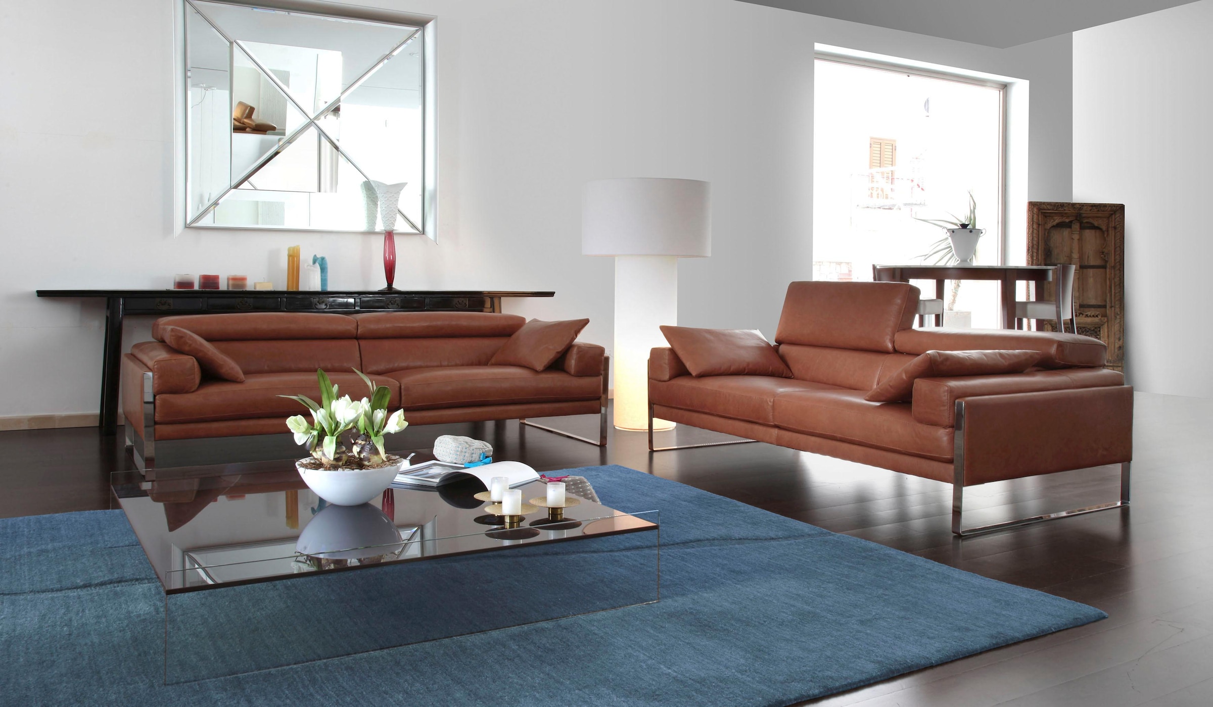 CALIA ITALIA 2,5-Sitzer »Romeo, Designsofa der Extraklasse mit tollem Sitzkomfort«, Designkufenfuß und hochwertigem Lederbezug