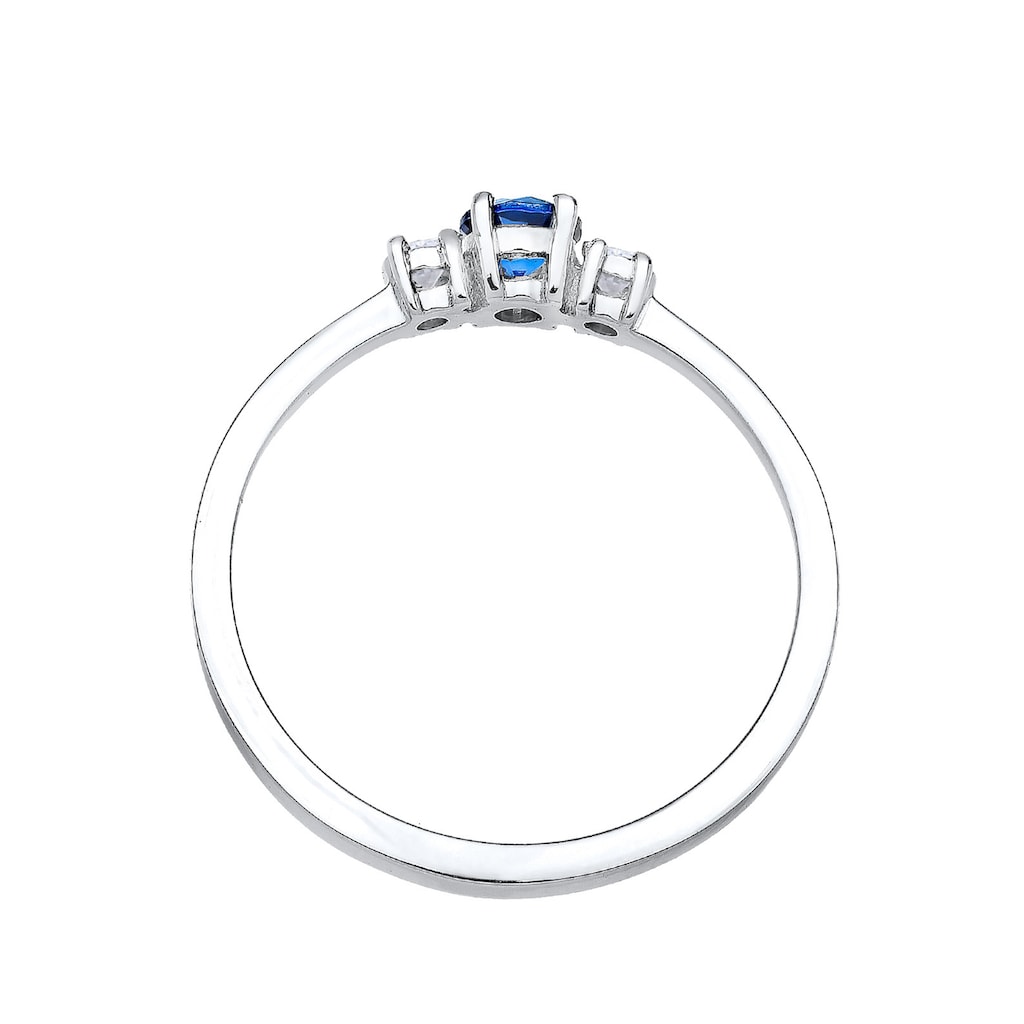 Elli Fingerring »Verlobungsring Zirkonia Saphirblau 925 Silber«