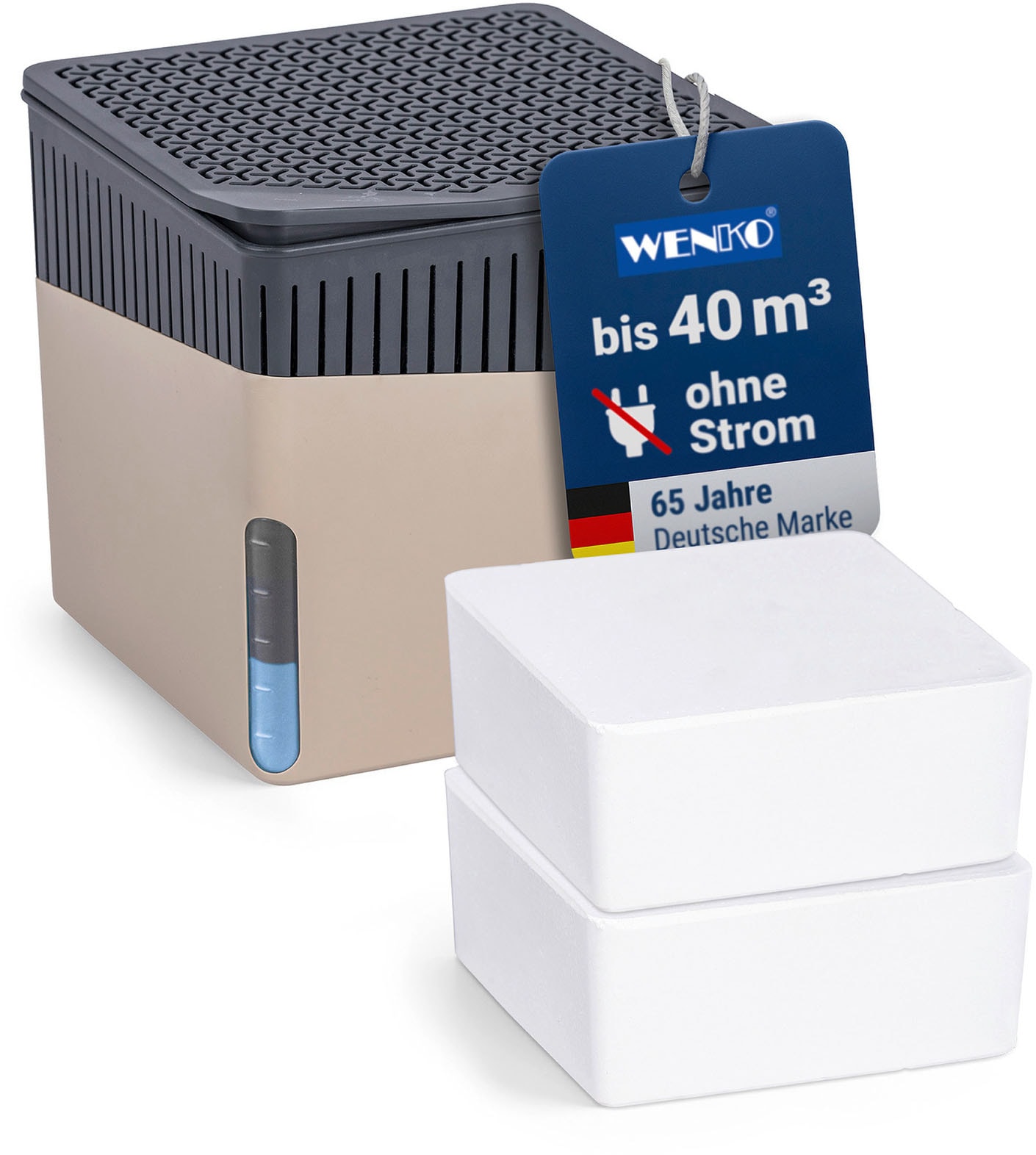 WENKO Luftentfeuchter »Modell Cube« für 40 m³ Räume Tank 0,8 l mit 2 x 500 g Entfeuchter-Blöcken, für Räume bis 40 m³