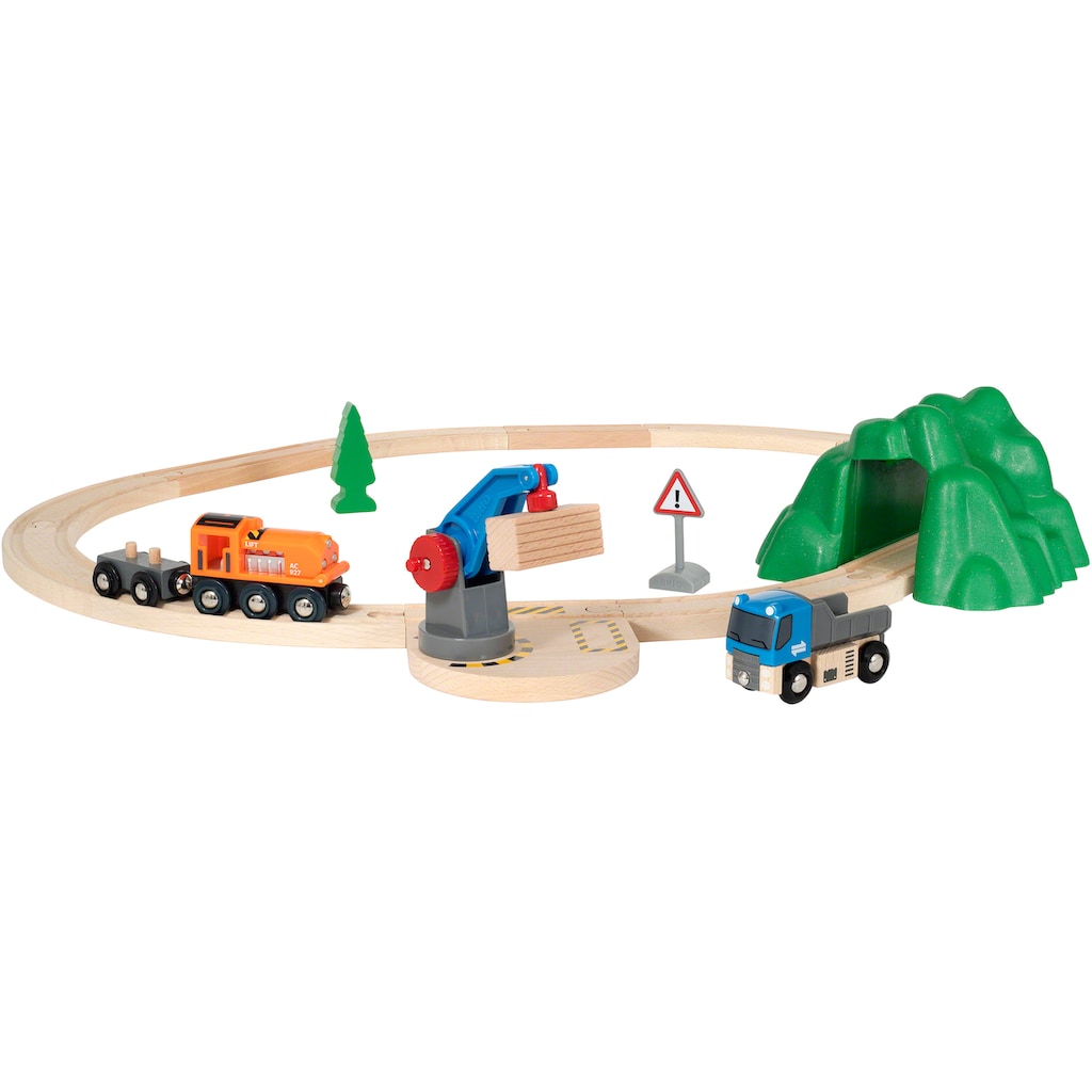 BRIO® Spielzeug-Eisenbahn »BRIO® WORLD, Starterset Güterzug mit Kran«, (Set)