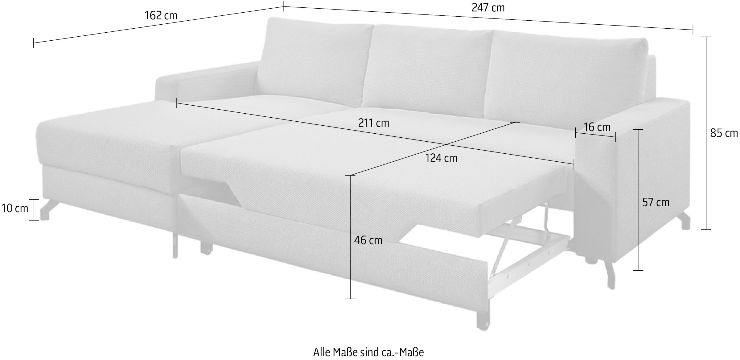 exxpo - sofa fashion Ecksofa »Quattro L-Form, B/T: 247/162 cm«, wahlweise mit Bettfunktion, Bettkasten