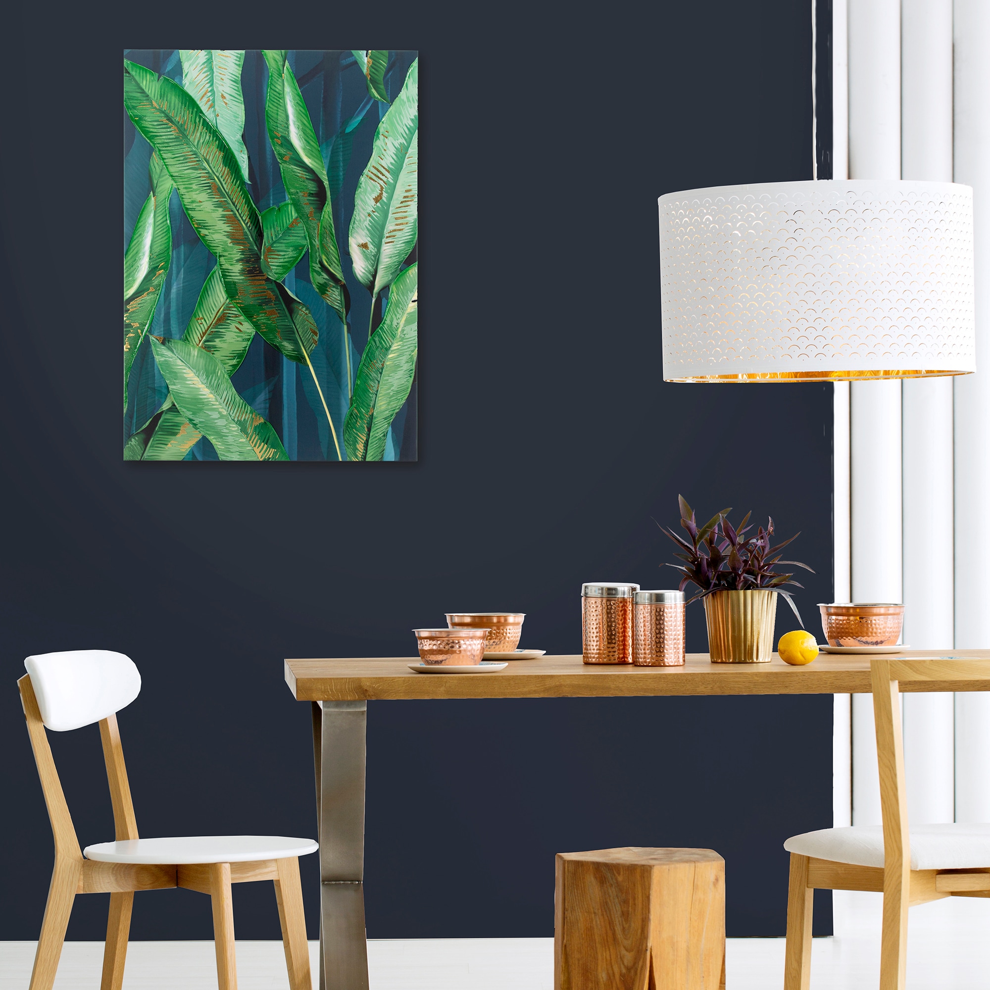 Art for the home Leinwandbild »Blatter« 1 Stk. tlg. Handgemalt Wandbild Gold Metallic 50x70cm