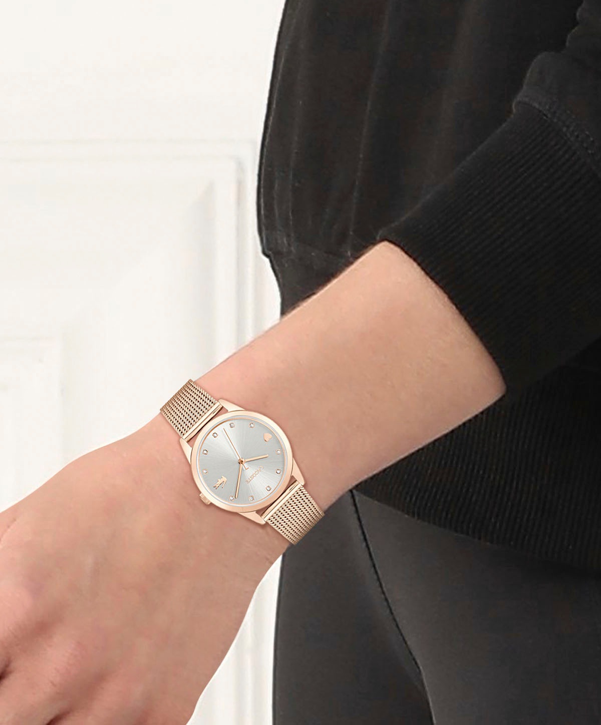 Lacoste Quarzuhr »STARGAZE«, Armbanduhr, Damenuhr, Glaskristalle, Edelstahlarmband, Herz
