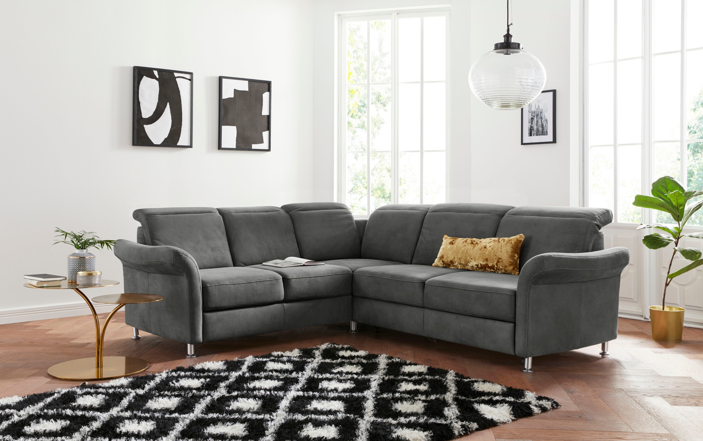 sit&more Ecksofa »Darwin L-Form« inklusive Federkern, wahlweise mit Kopftei günstig online kaufen