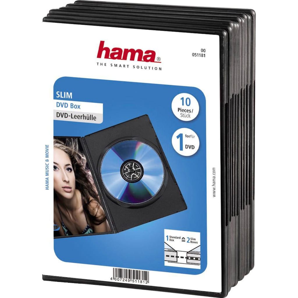 Hama DVD-Hülle »DVD-Leerhülle Slim, 10er-Pack, Schwarz, Schutzhülle, Schutzcase«