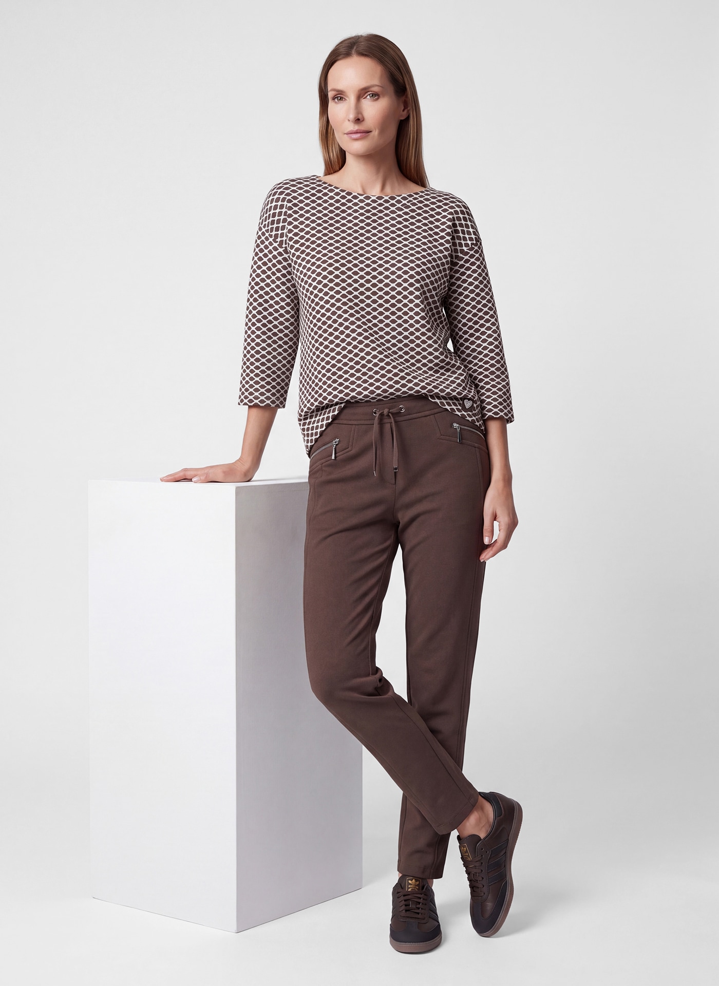 Rabe 3/4-Arm-Shirt mit Allover-Muster und Viskose/Stretch