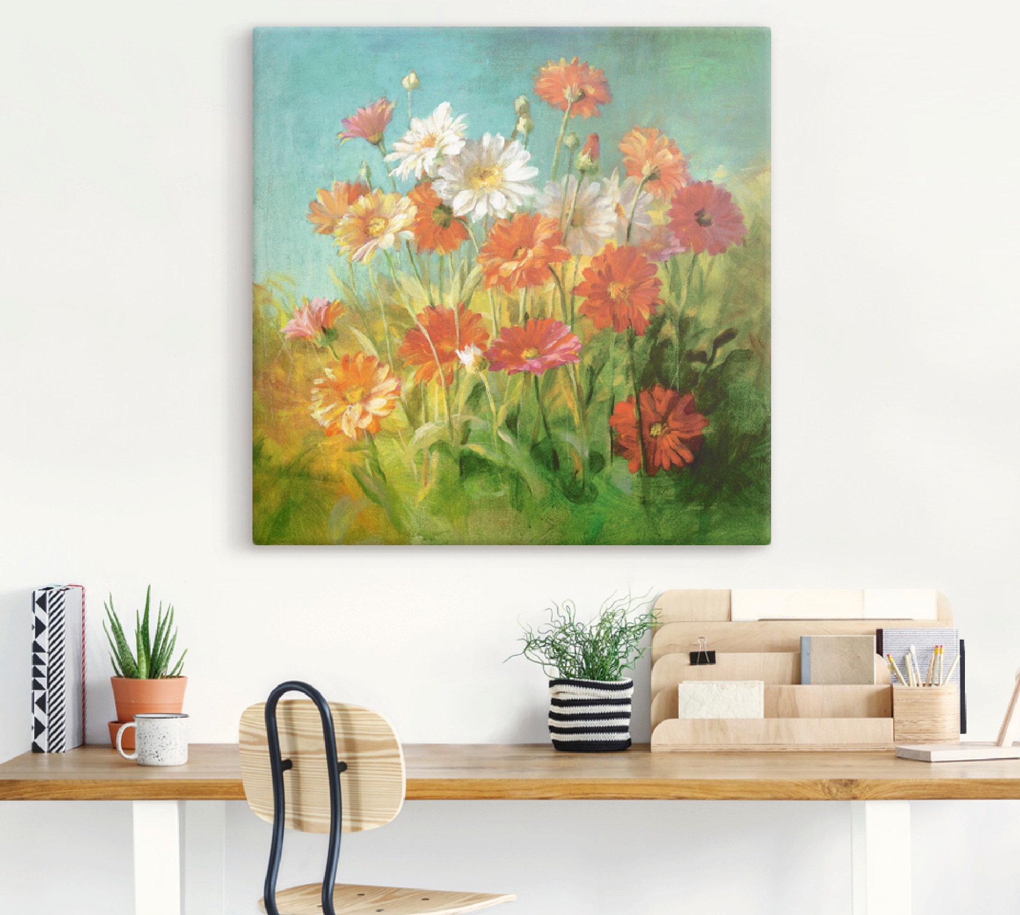 Artland Wandbild »Gemalte Gänseblümchen«, Blumen, Poster Leinwandbild, (1 Größen in Rechnung versch. St.), oder Wandaufkleber bestellen als auf