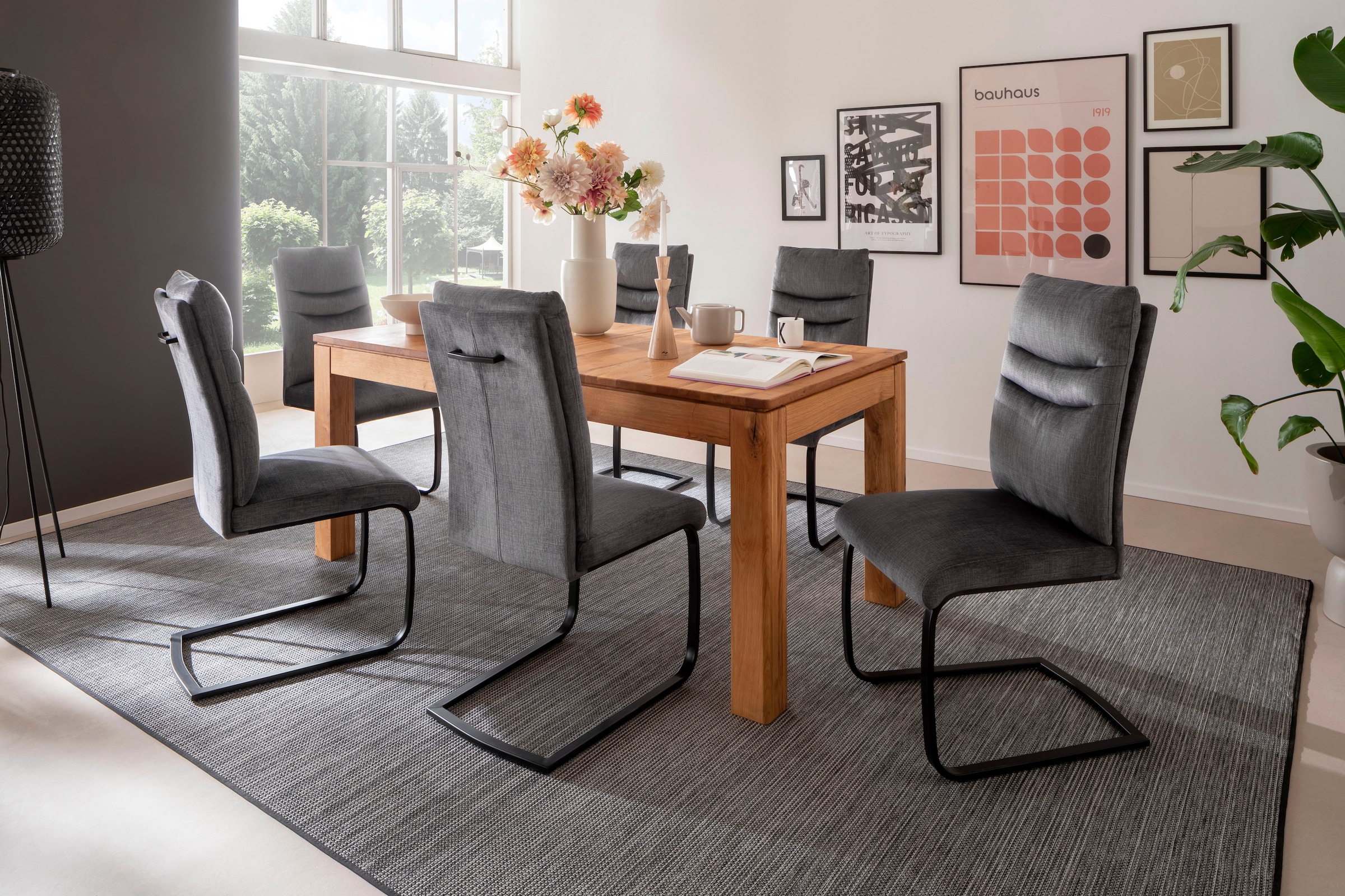 MCA furniture Freischwinger »Gibara Schwingstuhl 2er Set«, (Set), 2 St., Veloursstoff, Esszimmerstuhl,Nosag Federung im Sitz,Flachrohr,Belastbarkeit 140 kg