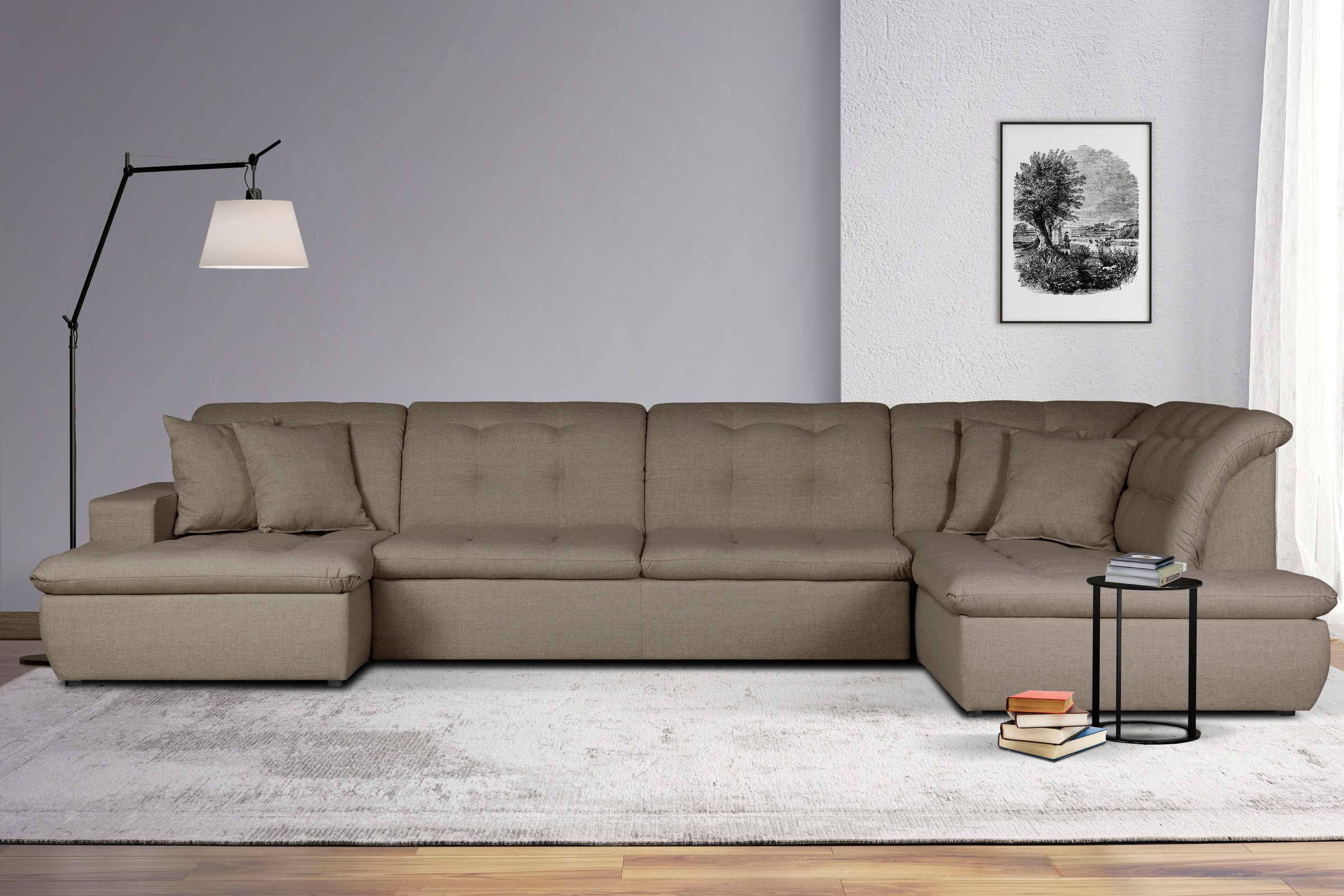 INOSIGN Wohnlandschaft »BRISBANE NEU U-Form«, mit feiner Steppung, Matten-Optik, incl. Zierkissen