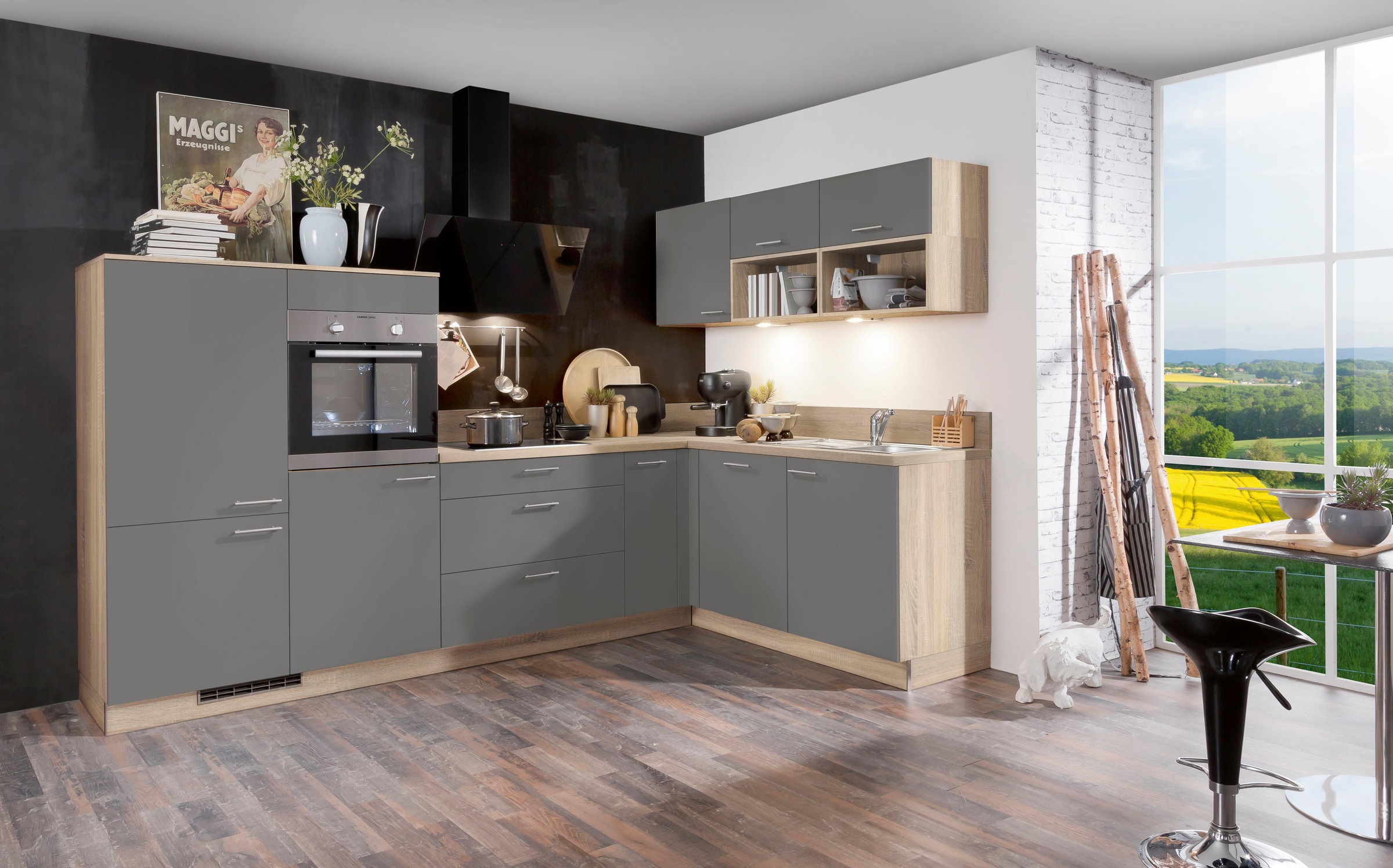 KOCHSTATION Küchenzeile KS-Scafa, vormontiert, mit höhenverstellbaren günstig online kaufen