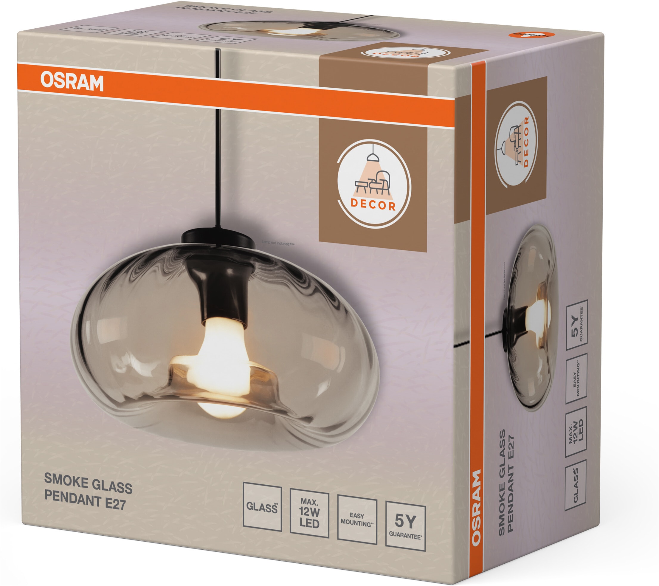 Osram Pendelleuchte »Decor Smoke Glass« E27 1 Stk. schwarz, E27, Stahl und Glas
