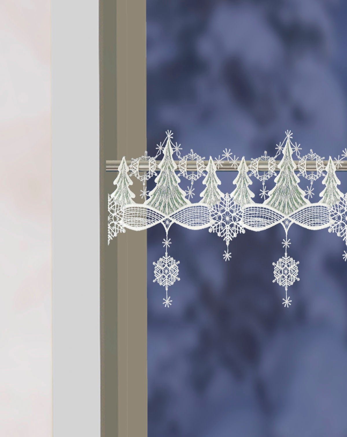 W. Reuter & Sohn - Plauener Spitze® Scheibengardine »Winterwald«, (1 St.), Made in Germany