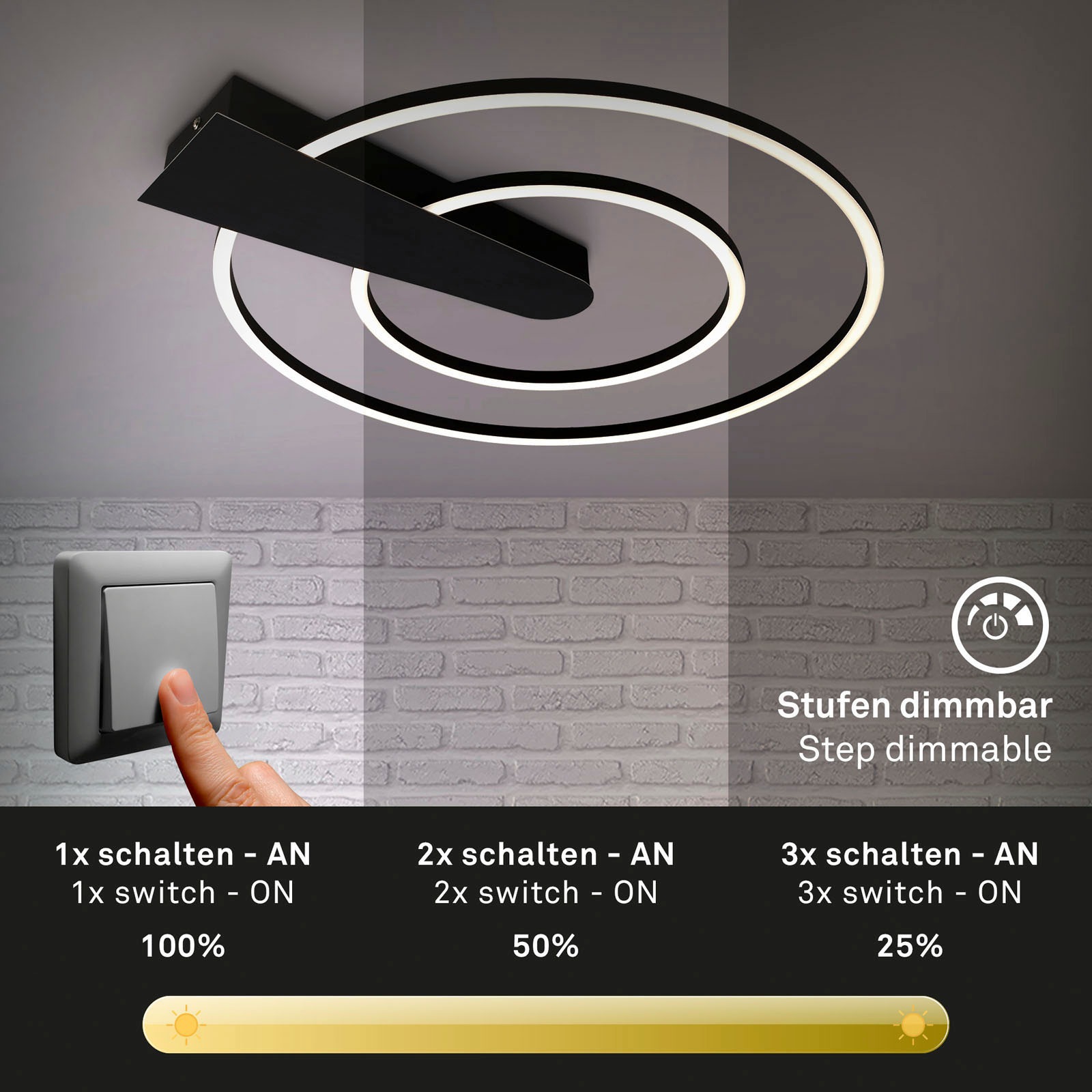 Briloner Leuchten Deckenleuchte »NICO DUO«, Deckenlampe dimmbar 25W 3000lm günstig online kaufen