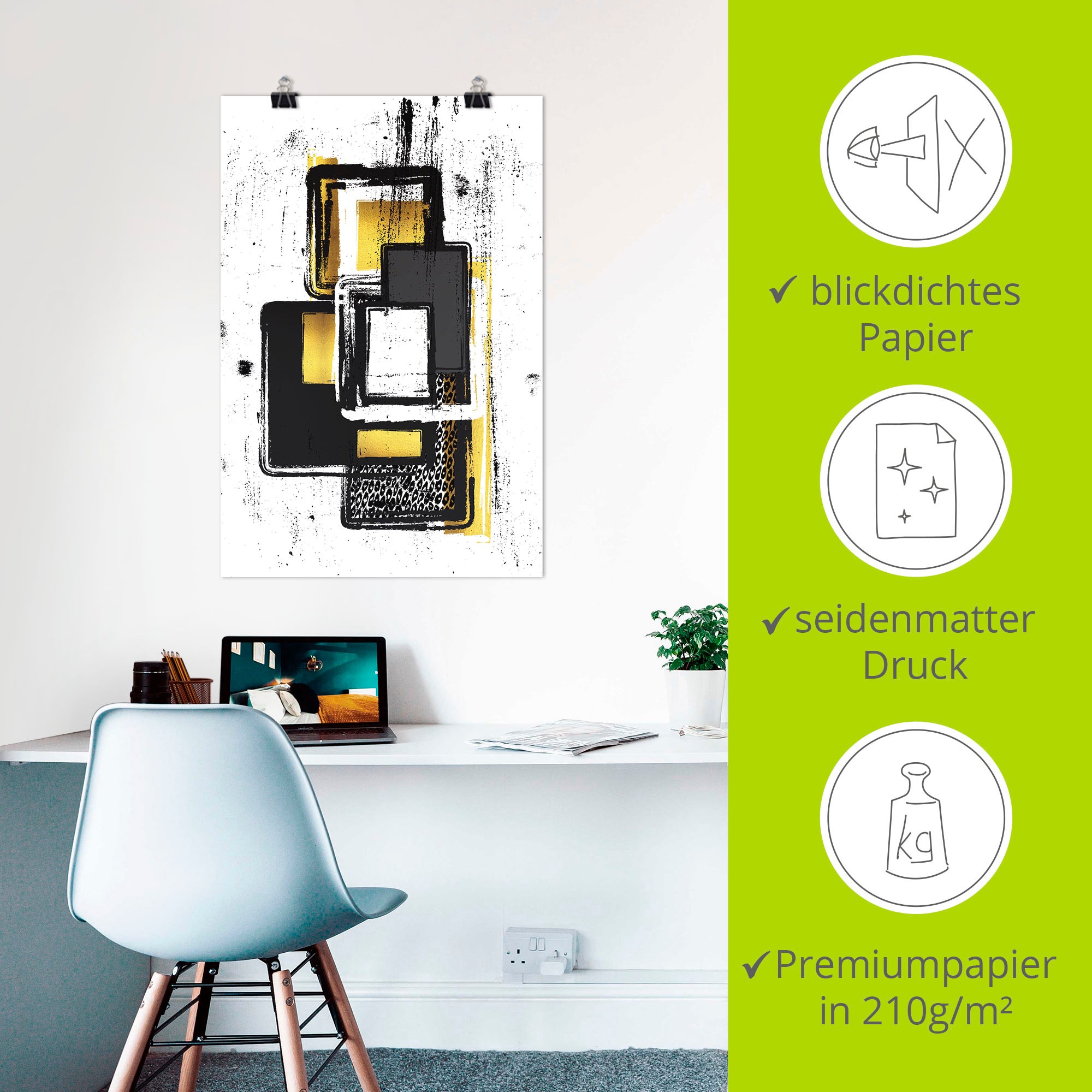 Artland Wandbild »Abstrakte Malerei Nr. 3 gold«, Muster, (1 St.), als Leinwandbild, Poster, Wandaufkleber in verschied. Größen