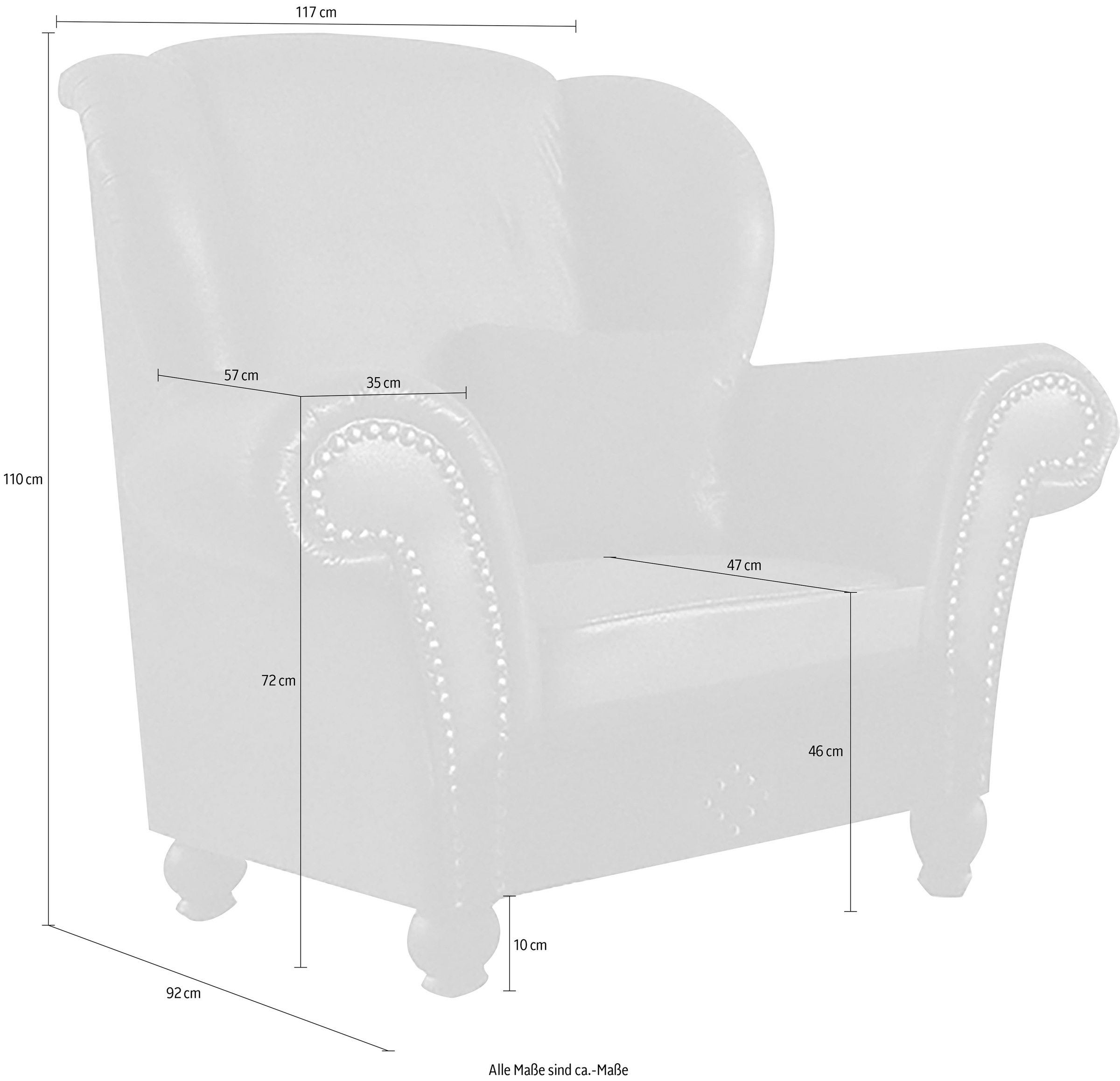 Home affaire Sessel »King George gemütlicher Ohrensessel mit Ziernägeln, mi günstig online kaufen