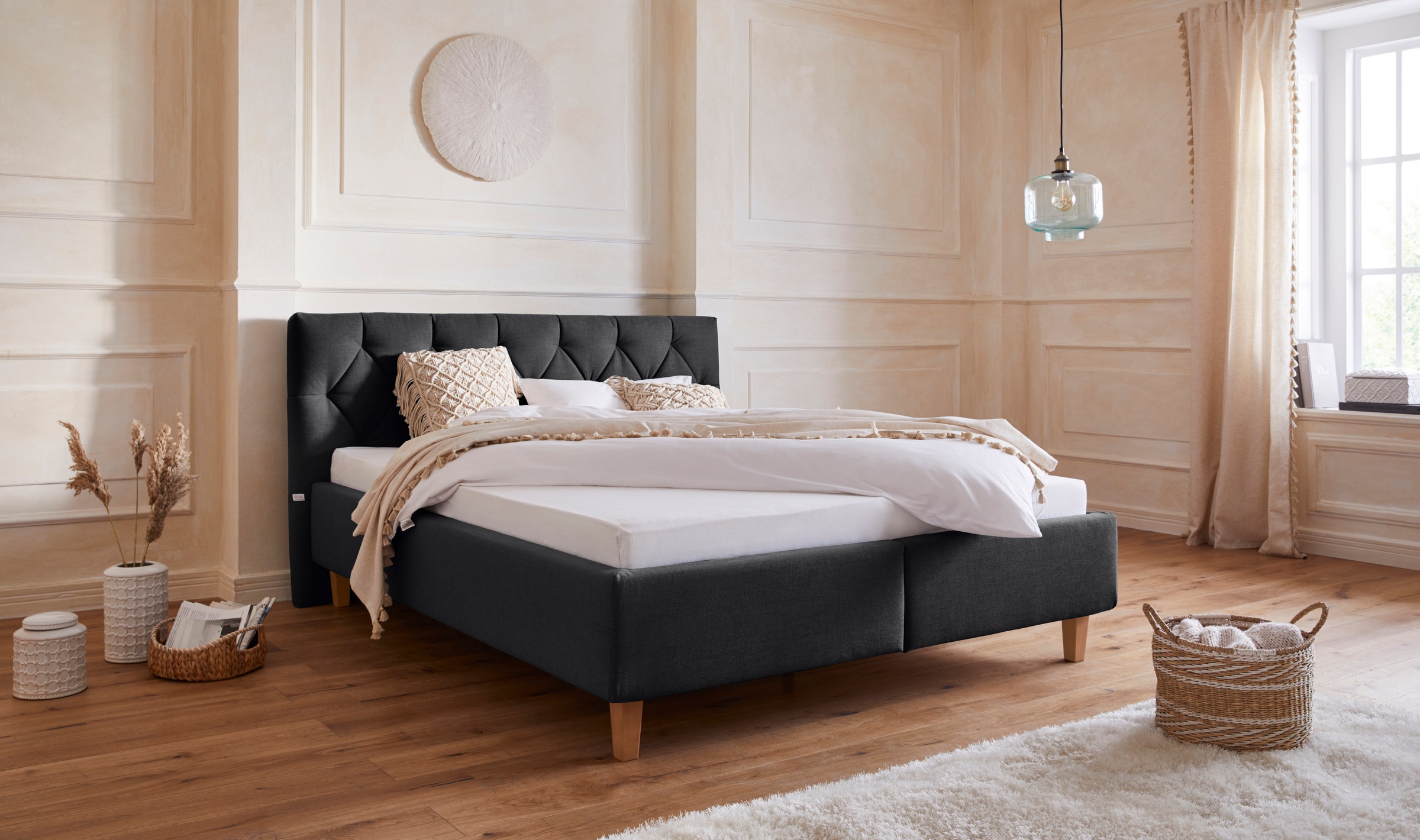 Home affaire Polsterbett »Sunley 100«, Kreuzsteppung, Kopfteilhöhe 102 cm, ohne oder mit Matratze/Lattenrost