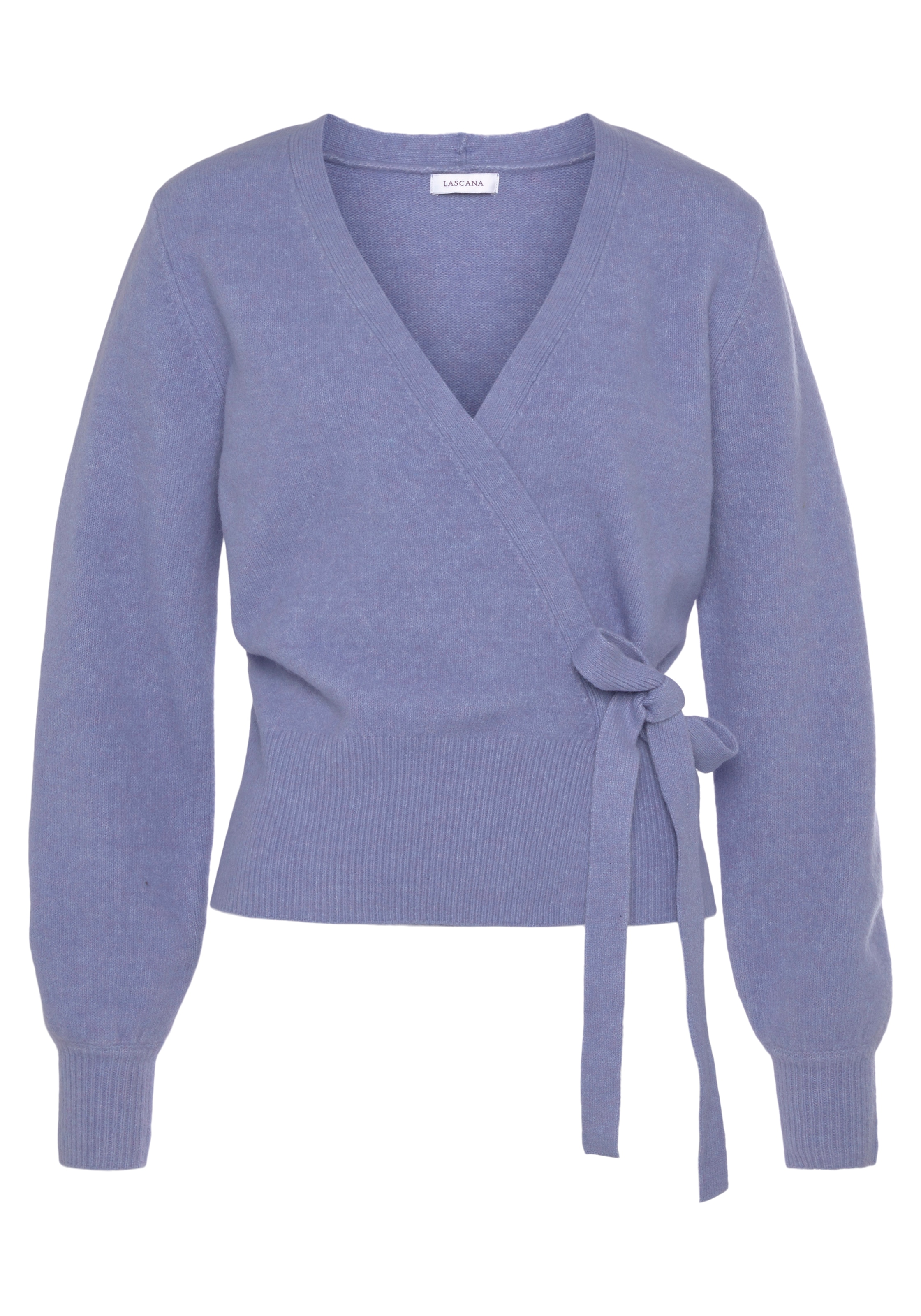 LASCANA Wickelstrickjacke mit breitem Rippbündchen, Loungewear