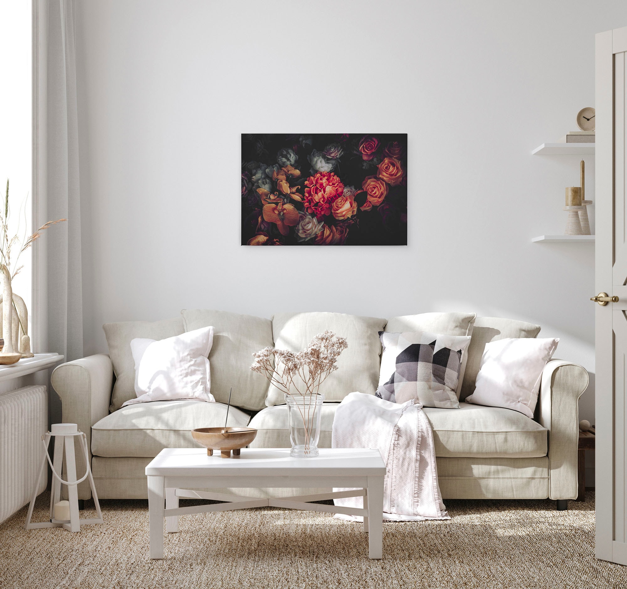 Bricoflor Leinwandbild Rosen Blumen-Bild Schwarzer Hintergrund Wandbild Orc günstig online kaufen