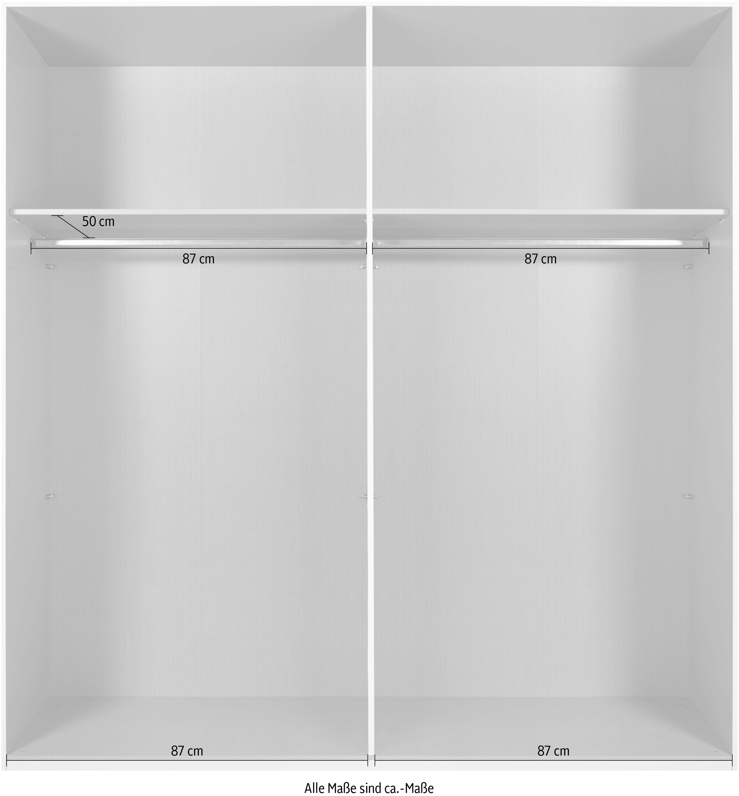 Wimex Kleiderschrank »Tilburg, Metallgriffe, Made in Germany«, (Breite 270cm wahlweise mit 2 oder 3 Türen), mit Schwebetüren, jeweils 1 Glaselement, 180, 225 oder 270cm breit