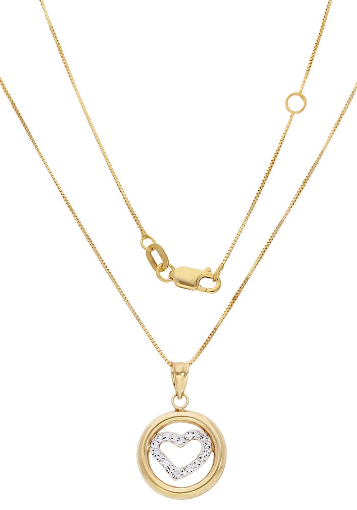 Firetti Kette mit Anhänger »Schmuck Geschenk Gold 375 Halsschmuck Halskette Goldkette Venezianer«, mit Kristallstein (synth.)