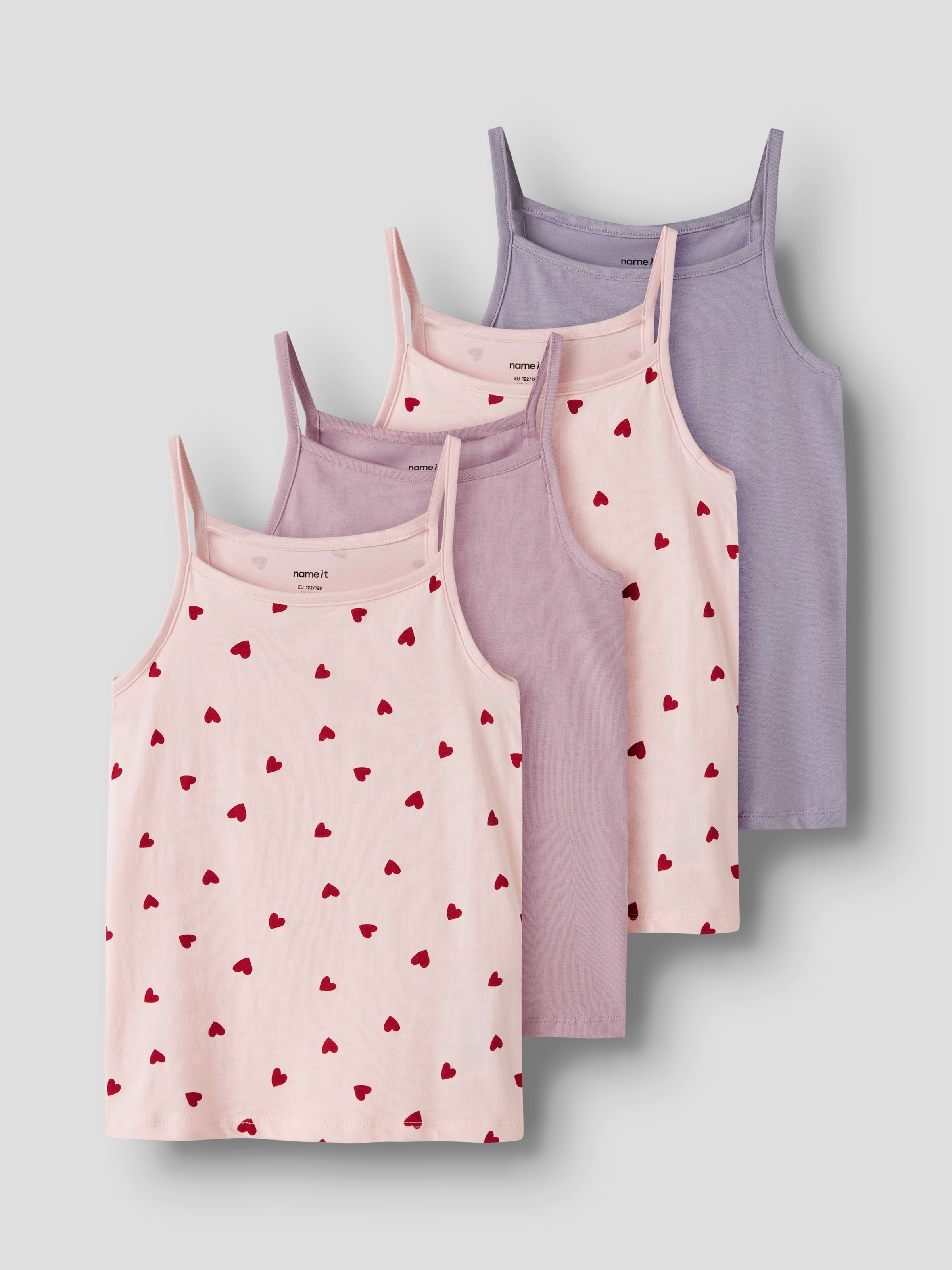 Name It Unterhemd »NKFSTRAP für Mädchen mit Stretchkomfort im 4er-Pack« Packung, 4 Stk. bedruckt, casual, regular fit, Baumwollmischung, Rundhals