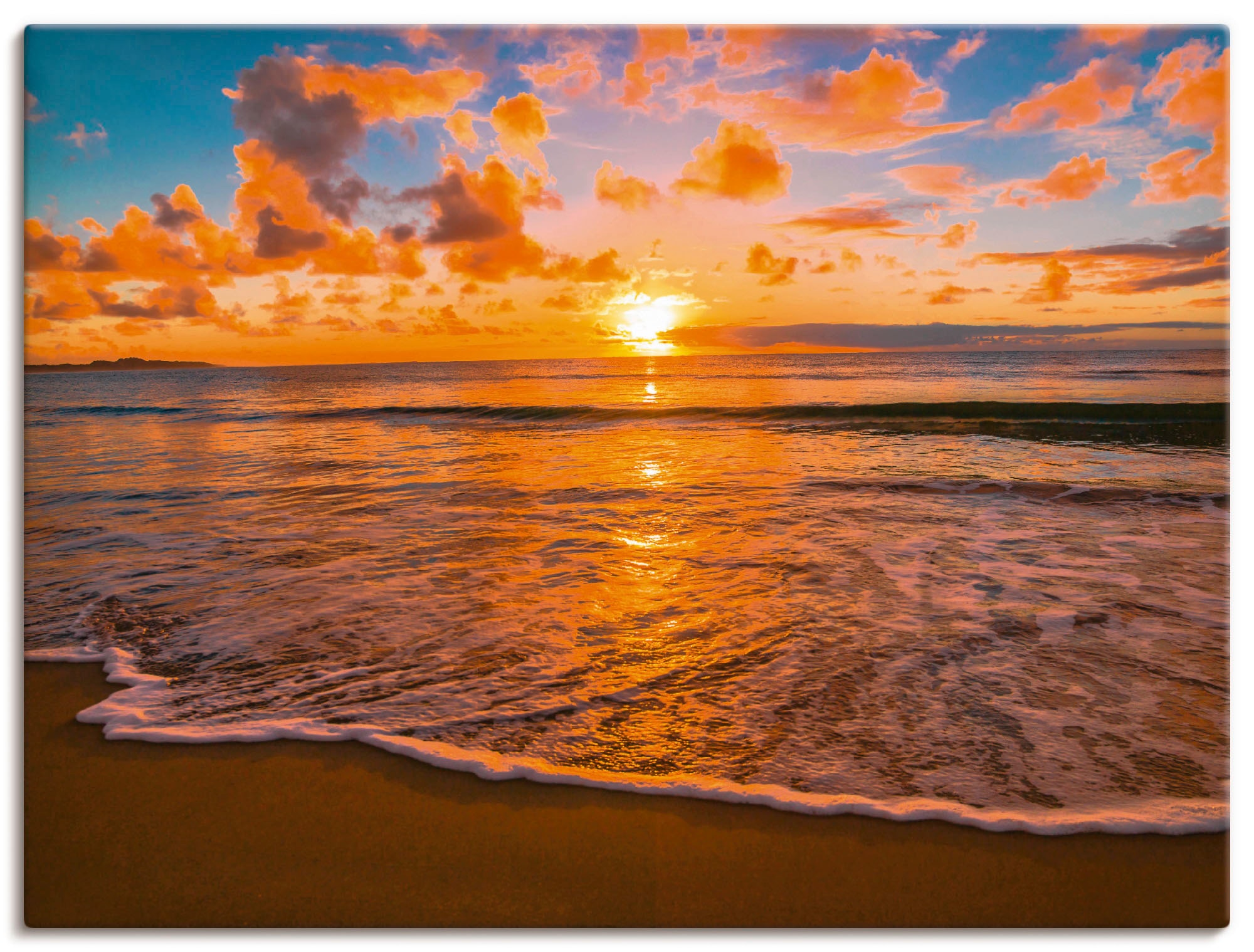 kaufen Größen Sonnenaufgang Rechnung (1 Leinwandbild, Strand«, -untergang, Artland Wandbild auf »Sonnenuntergang & Poster in St.), am als verschied.