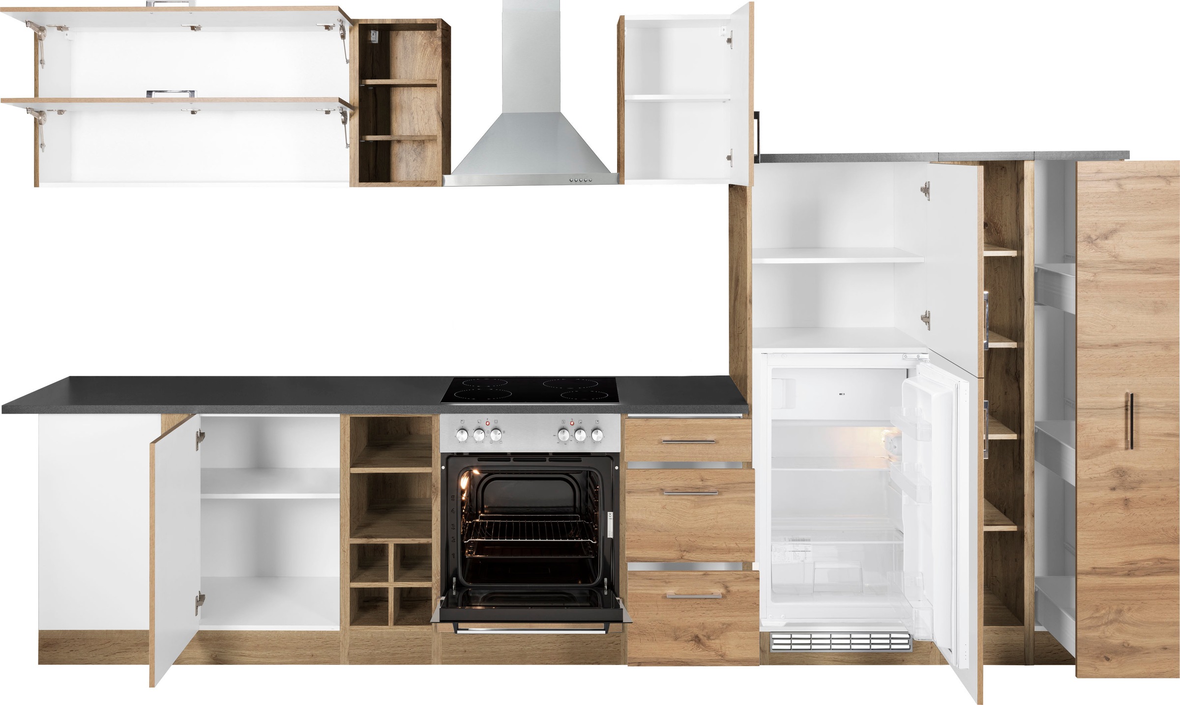 KOCHSTATION Winkelküche »KS-Colmar«, mit E-Geräten, Stellbreite 210/360 cm