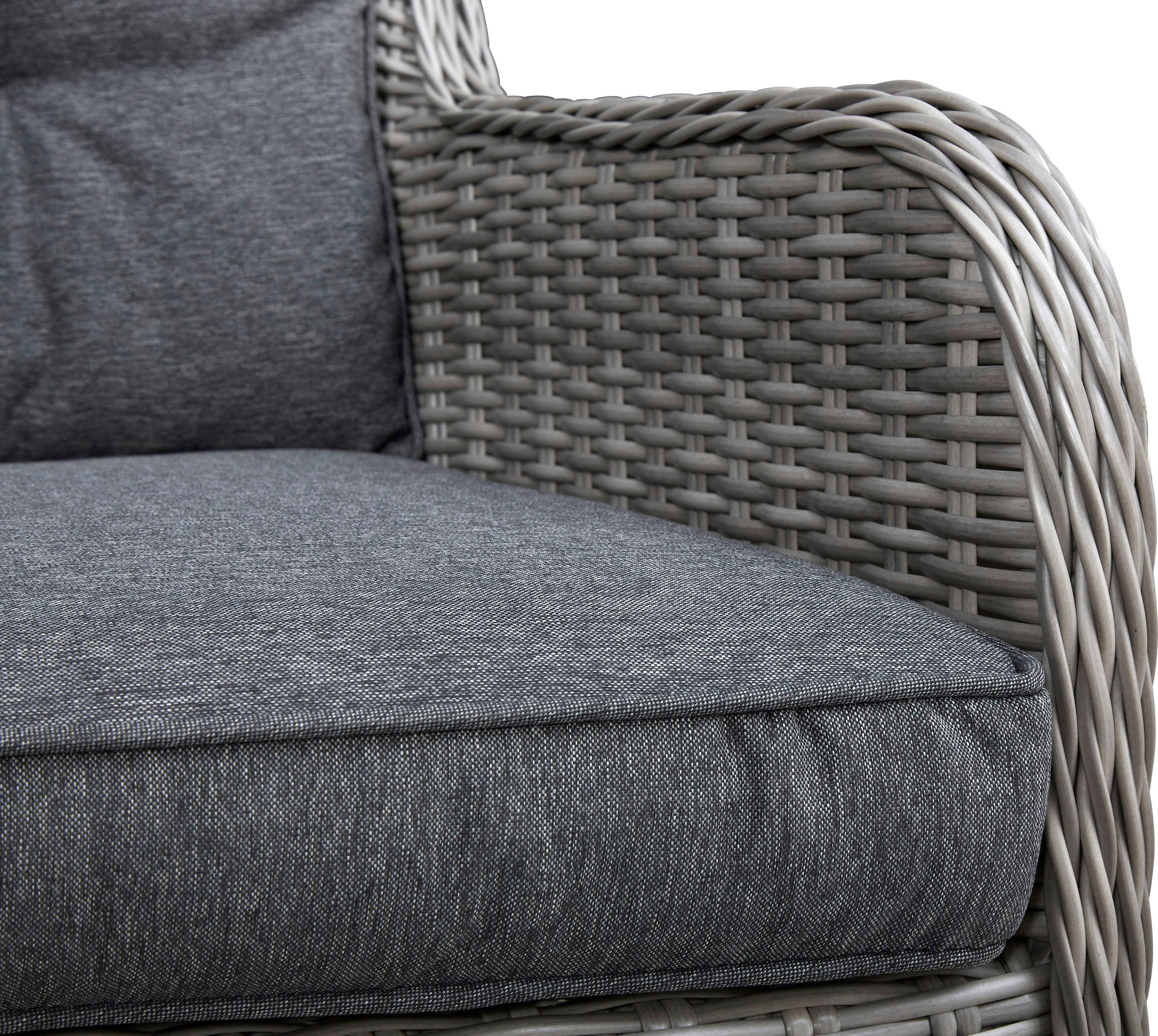 KONIFERA Garten-Essgruppe »»Menorca««, (Set, 25 tlg., 8x Sessel, 1x Tisch 230,8x100x75 cm, inkl. Auflagen, Alu, Polyrattan), Polyrattan, Aluminium, Tischplatte aus 5mm starkem Sicherheitsglas