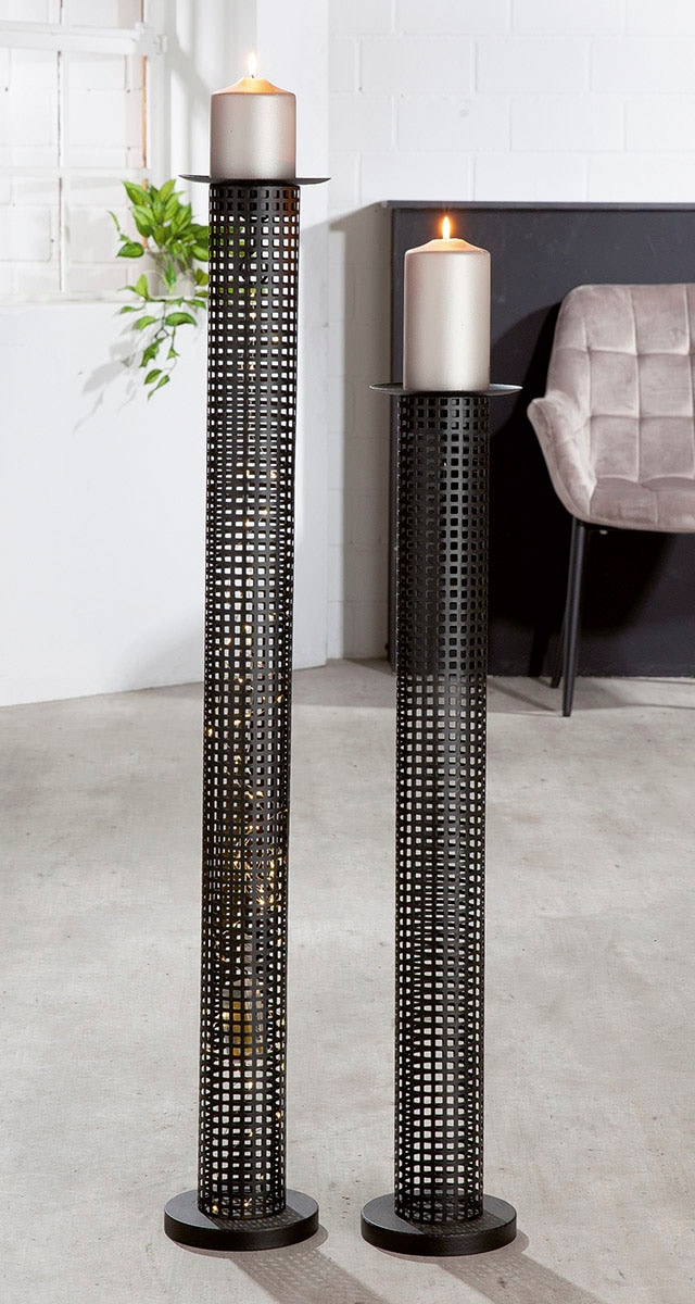 Casablanca by Gilde Standkerzenhalter »Stumpenkerzenhalter Retino, Ø ca. 14,5 cm« mit abnehmbarem Teller und Haken für z.B. Lichterkette