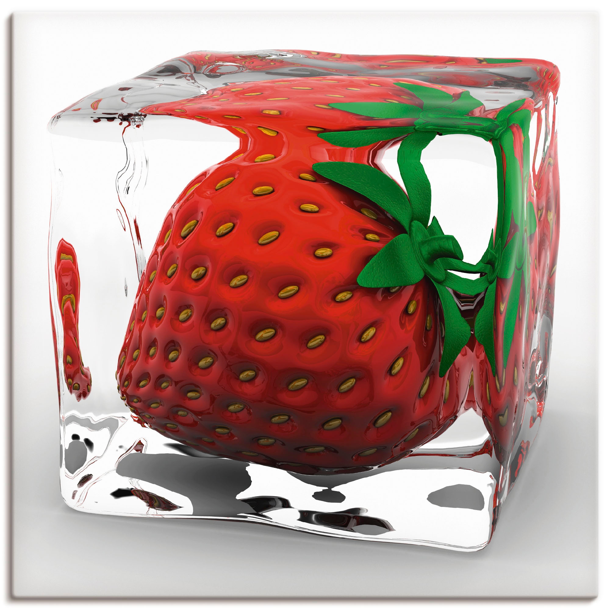 Artland Wandbild »Erdbeere in Eis«, Alubild, bestellen (1 auf Poster Größen als in Lebensmittel, St.), Wandaufkleber Rechnung versch. oder Leinwandbild