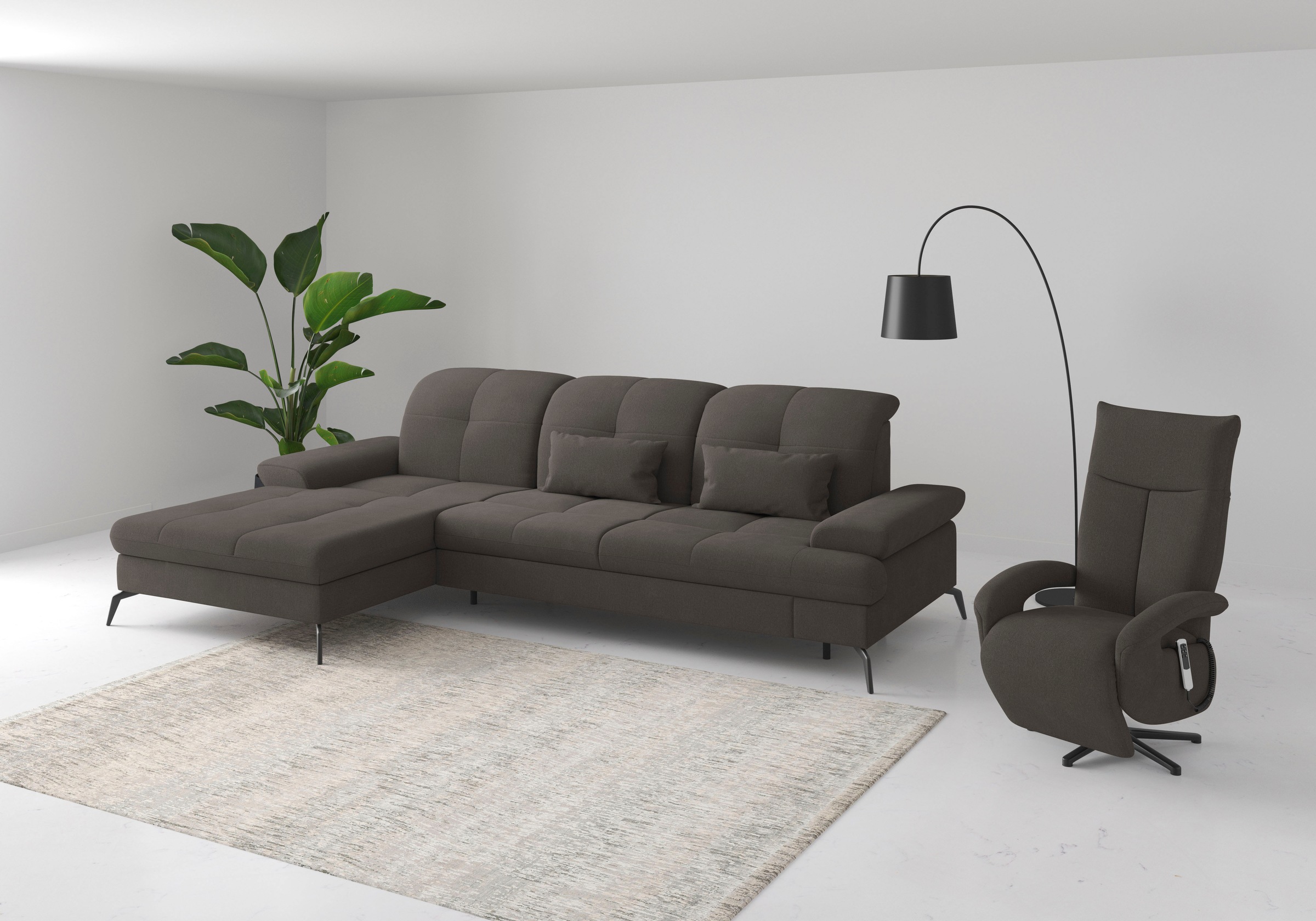 sit&more Ecksofa »Amica, L-Form, inkl. Sitztiefenverstellung & Armteilverstellung«, wahlweise mit Bettfunktion, Bettkasten und Kopfteilverstellung