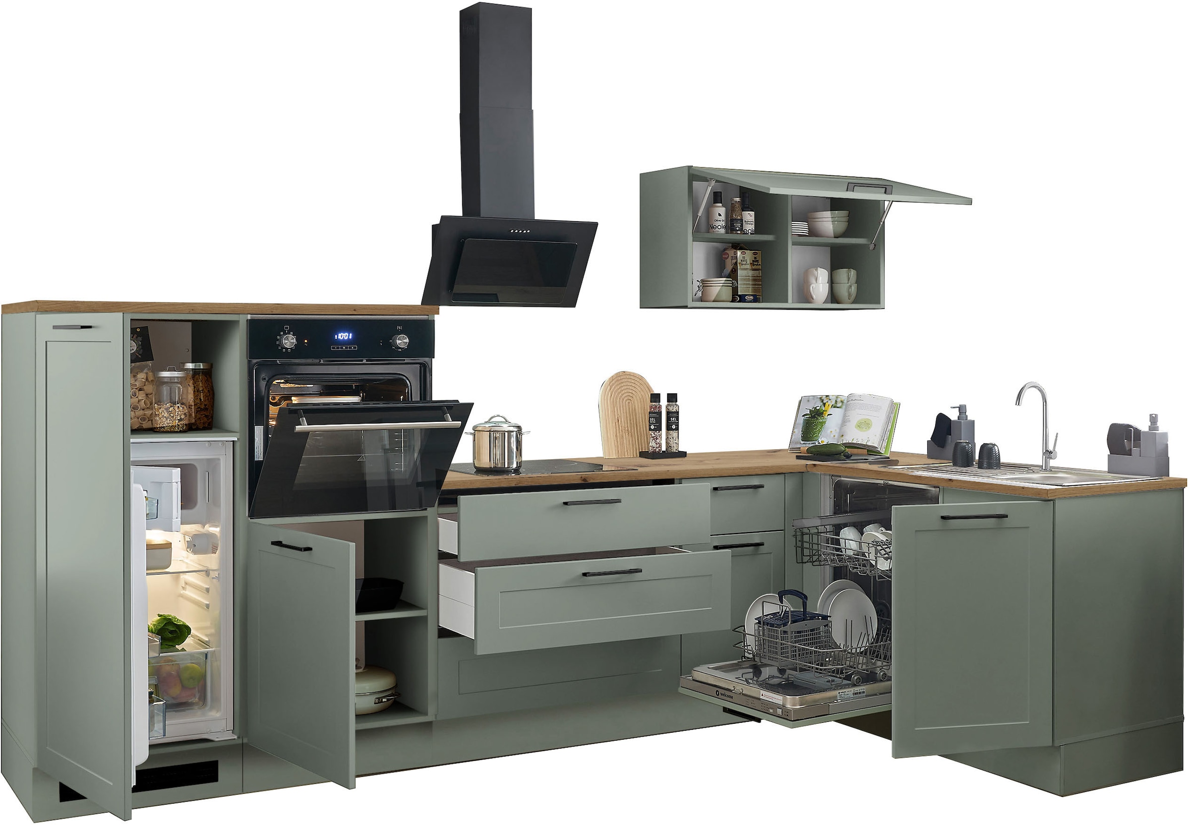 BASIC by Balculina Winkelküche »Marsi«, Stellmaße 320x175 cm, wahlweise mit E-Geräten, mit Soft-Close-Funktion