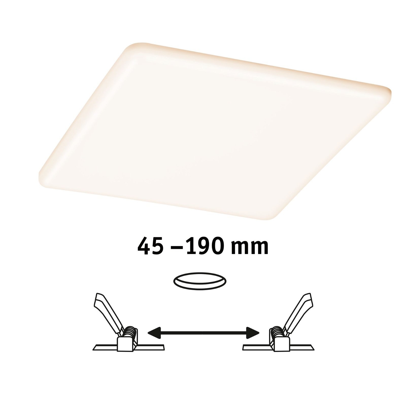 Paulmann LED Einbauleuchte »VariFit Veluna IP44 eckig 215x215mm 21W 1650lm 3000K Satin 3-Step-Dim« 1 Stk. Warmweiß Einbaupanel, dimmbar
